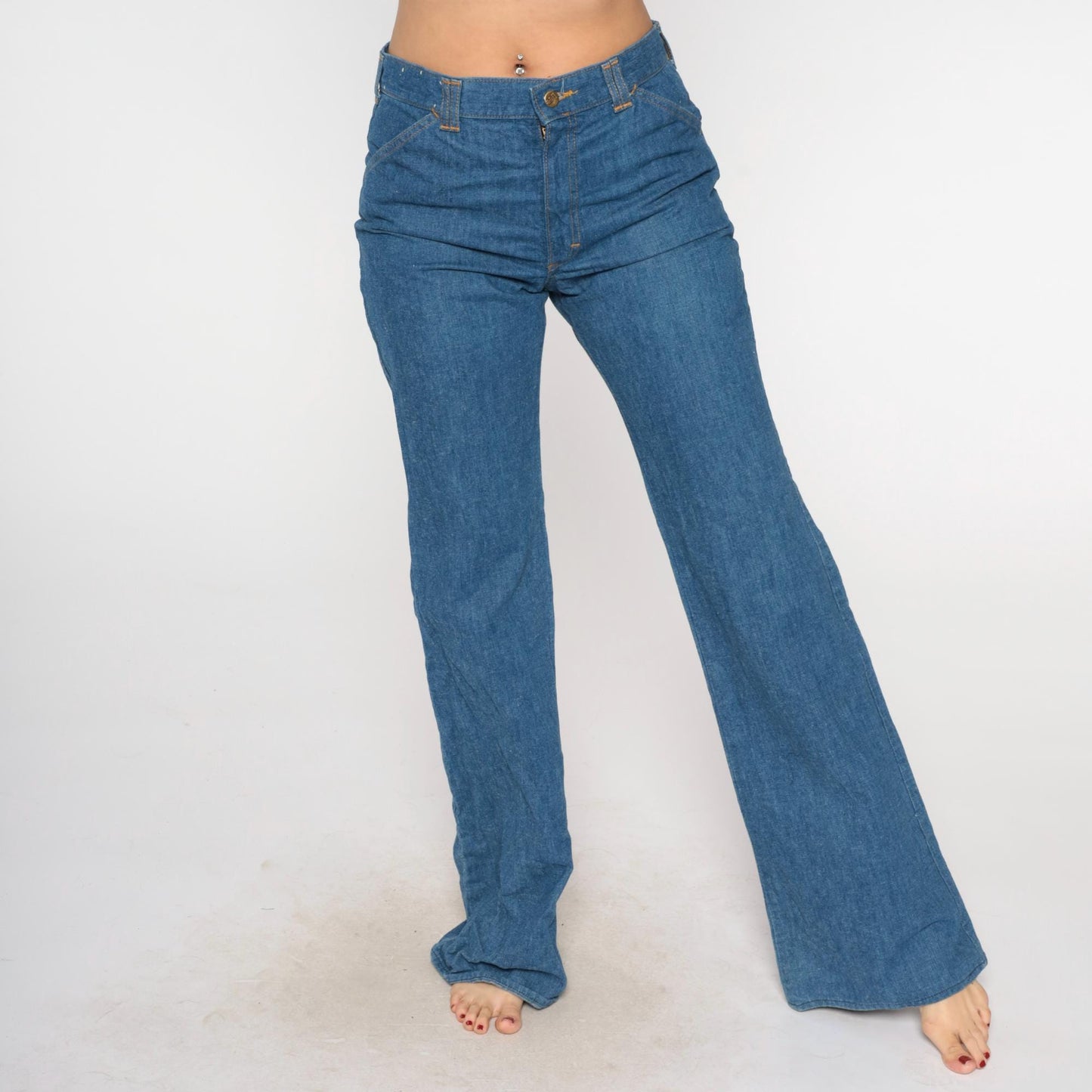 80s Lee Set High Rise Straight Leg Jeans Medium Wash Denim Medium