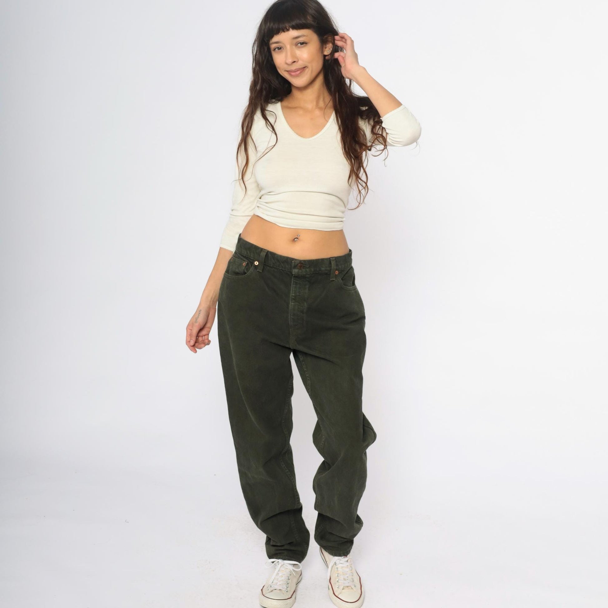 90s Levi's 551 Olive Green High Waist Straight Leg Jeans Large L