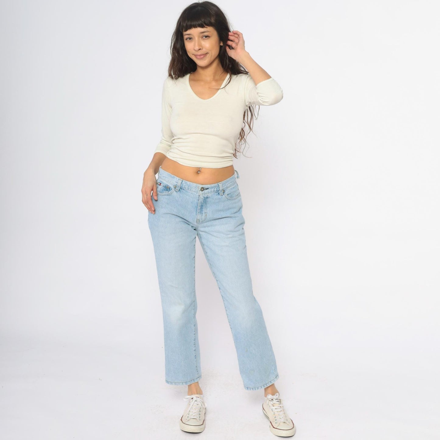 Tommy Hilfiger Y2K Light Wash Denim Cropped Ankle Jeans Small S