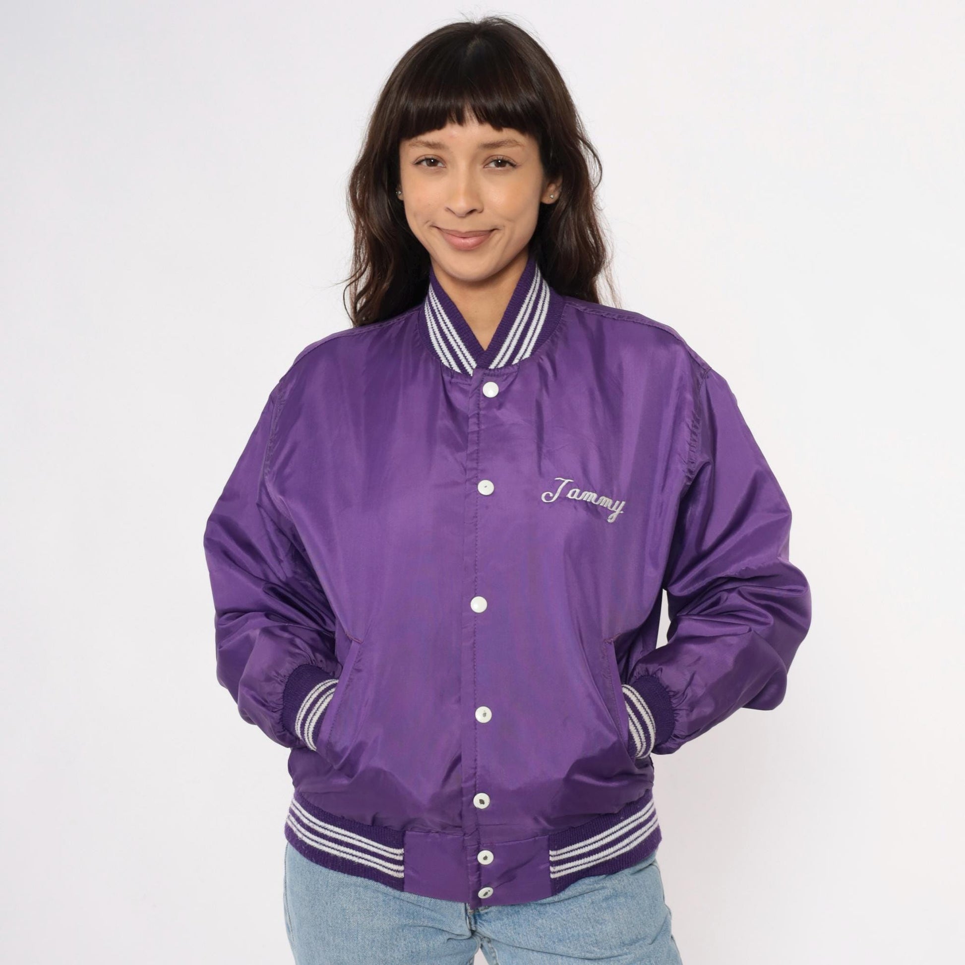 90s Westwind Purple Varsity Jacket Tottenville Track Embroidered Small