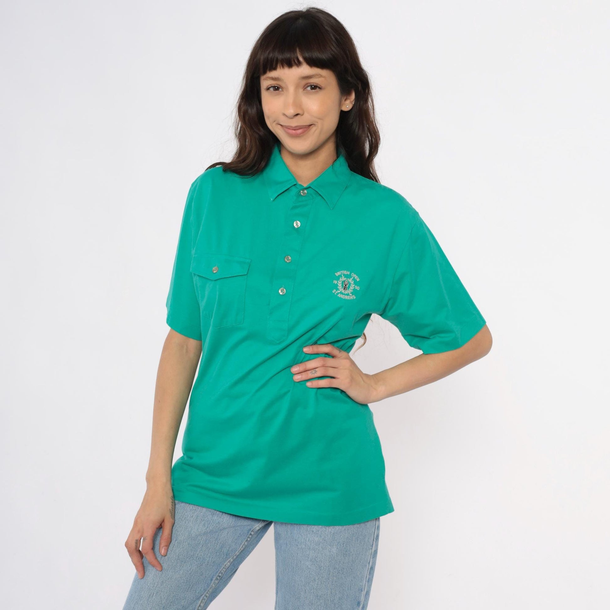 90s Sporting Choice British Open St. Andrews Golf Polo Teal Medium M
