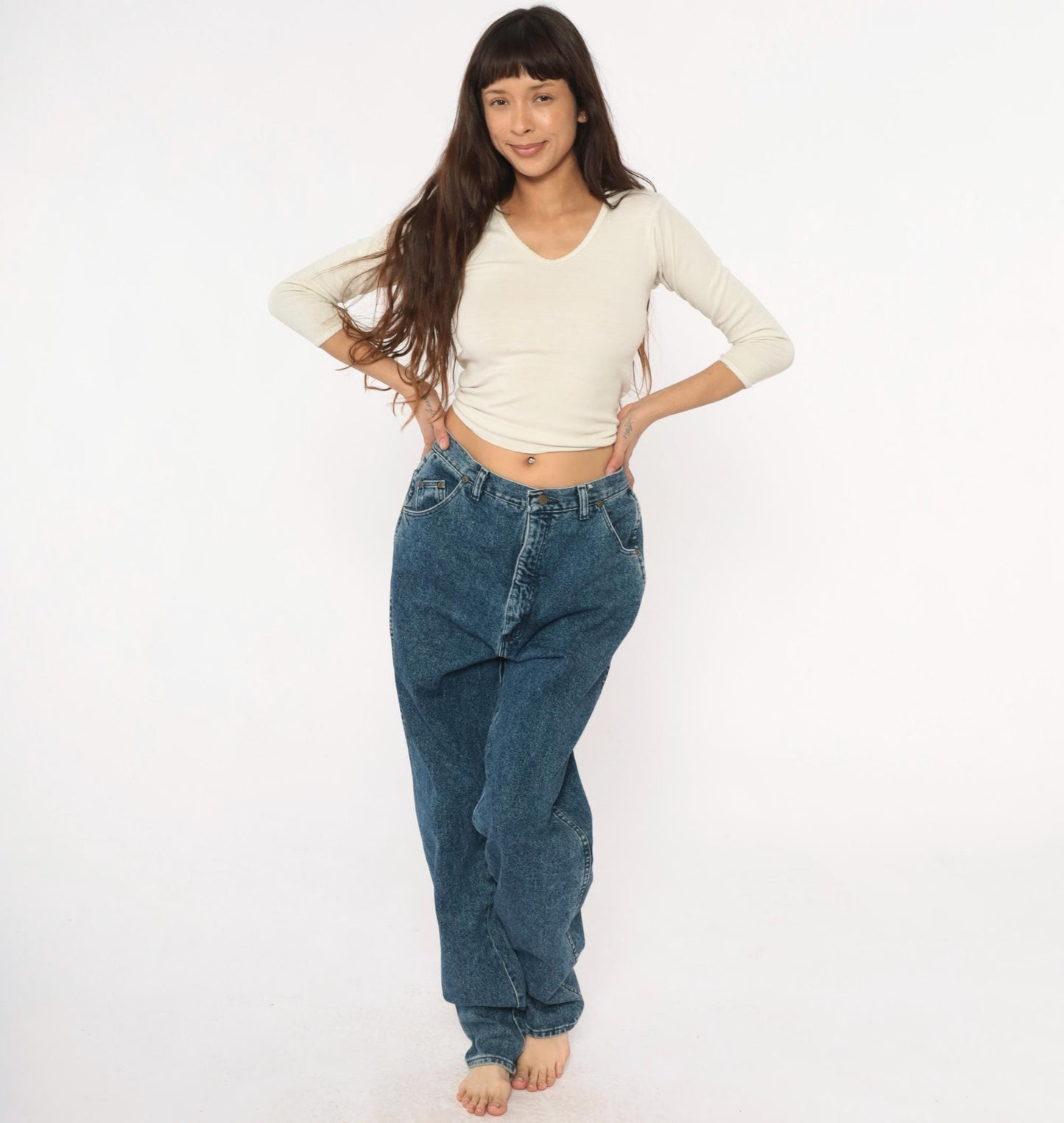 Y2K Wrangler High-Waisted Straight Leg Jeans Medium Blue Denim
