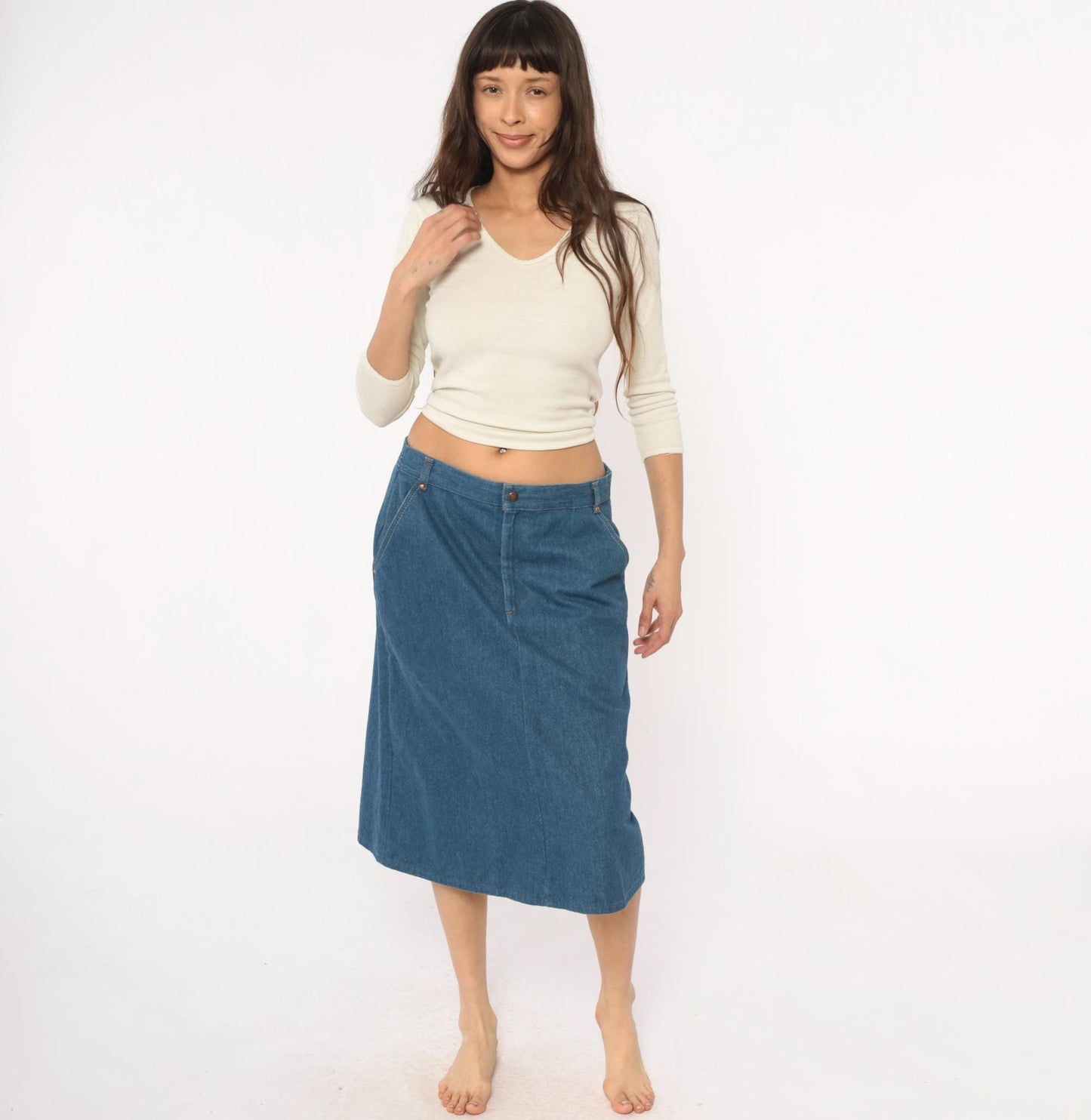 Levi's Medium Blue Denim Skirt High Waisted A-Line Medium M