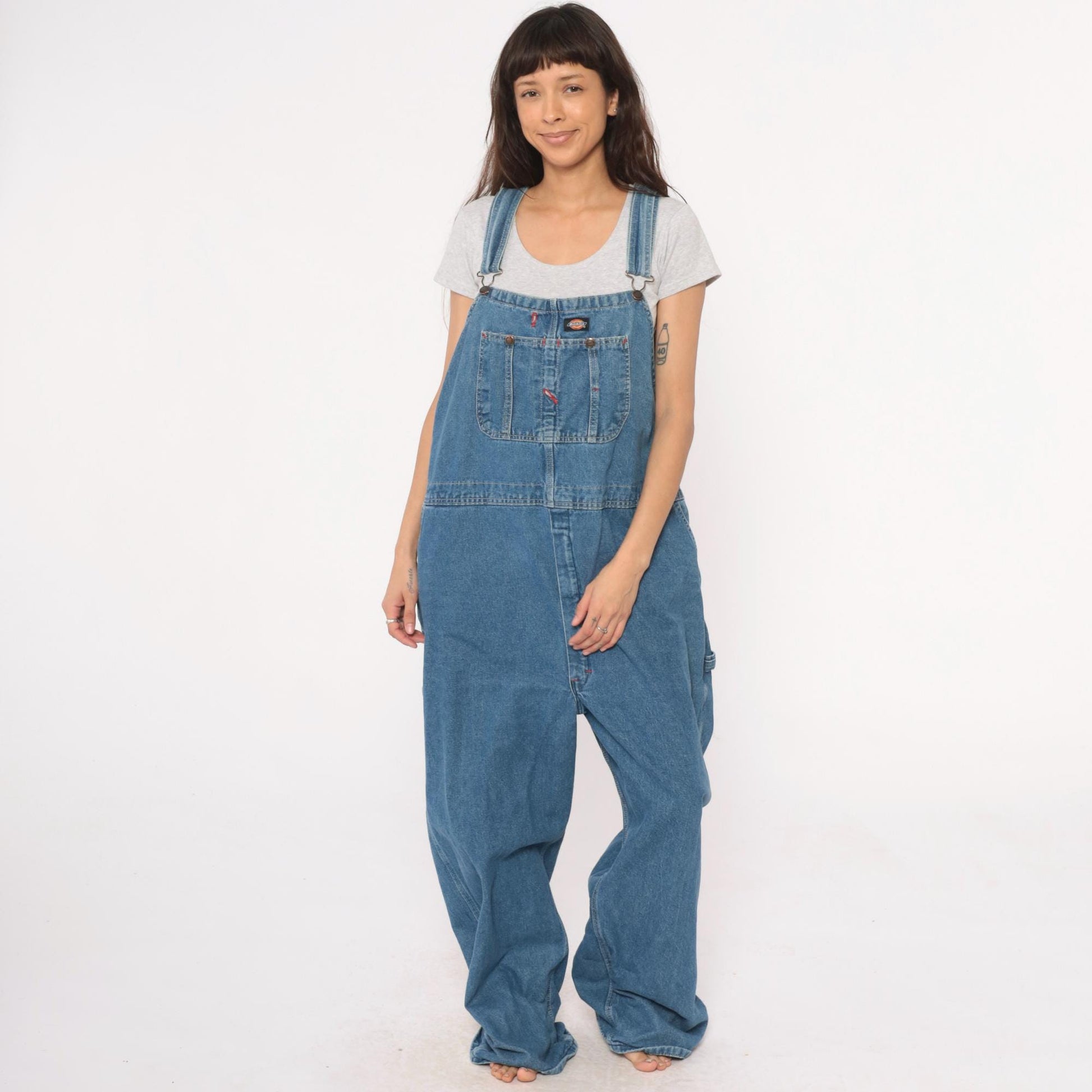 90s Dickies Denim Overalls Blue Baggy Workwear Carpenter Bib XL