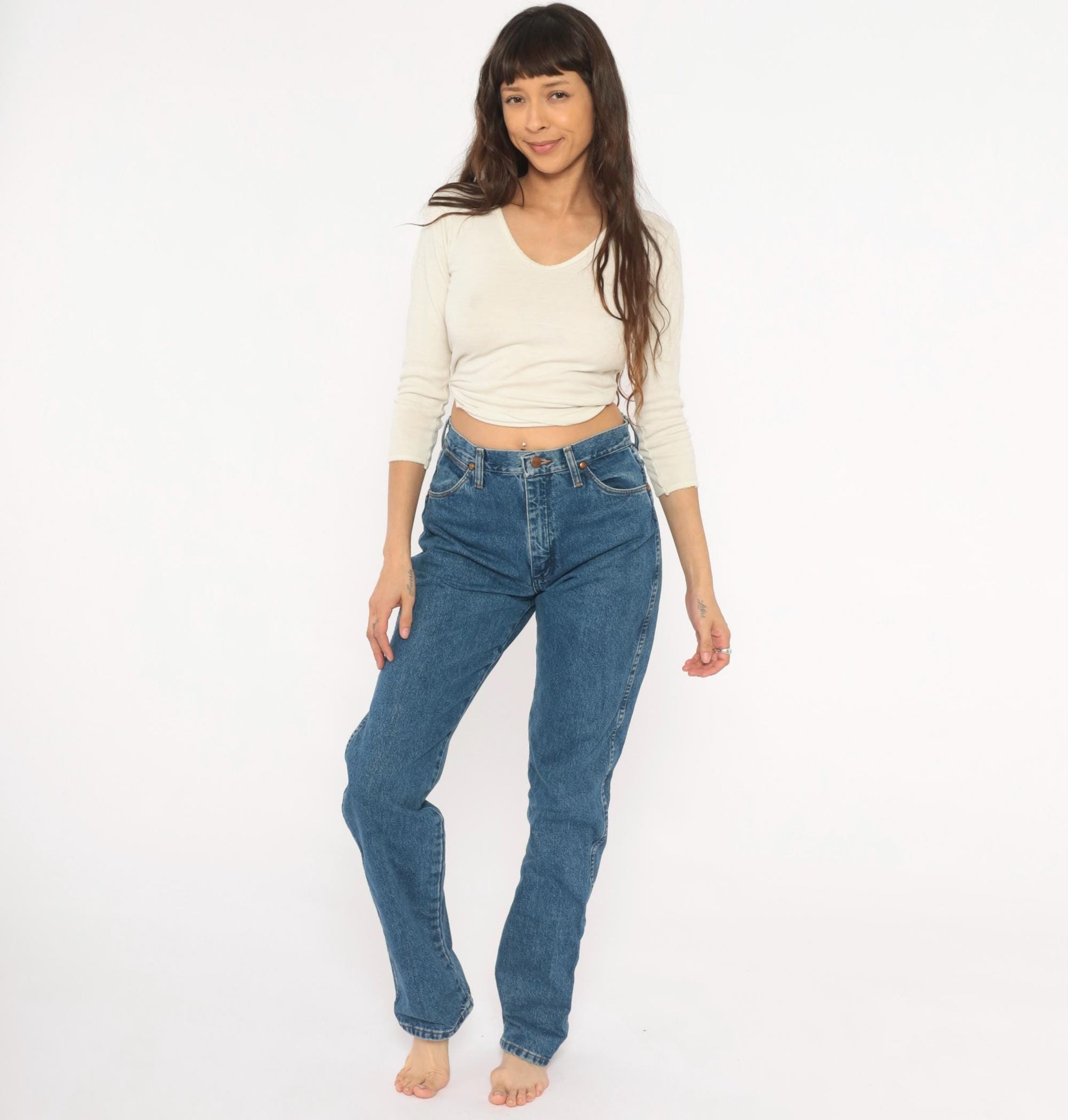 90s Wrangler High Rise Straight Leg Jeans Medium Wash Denim Small