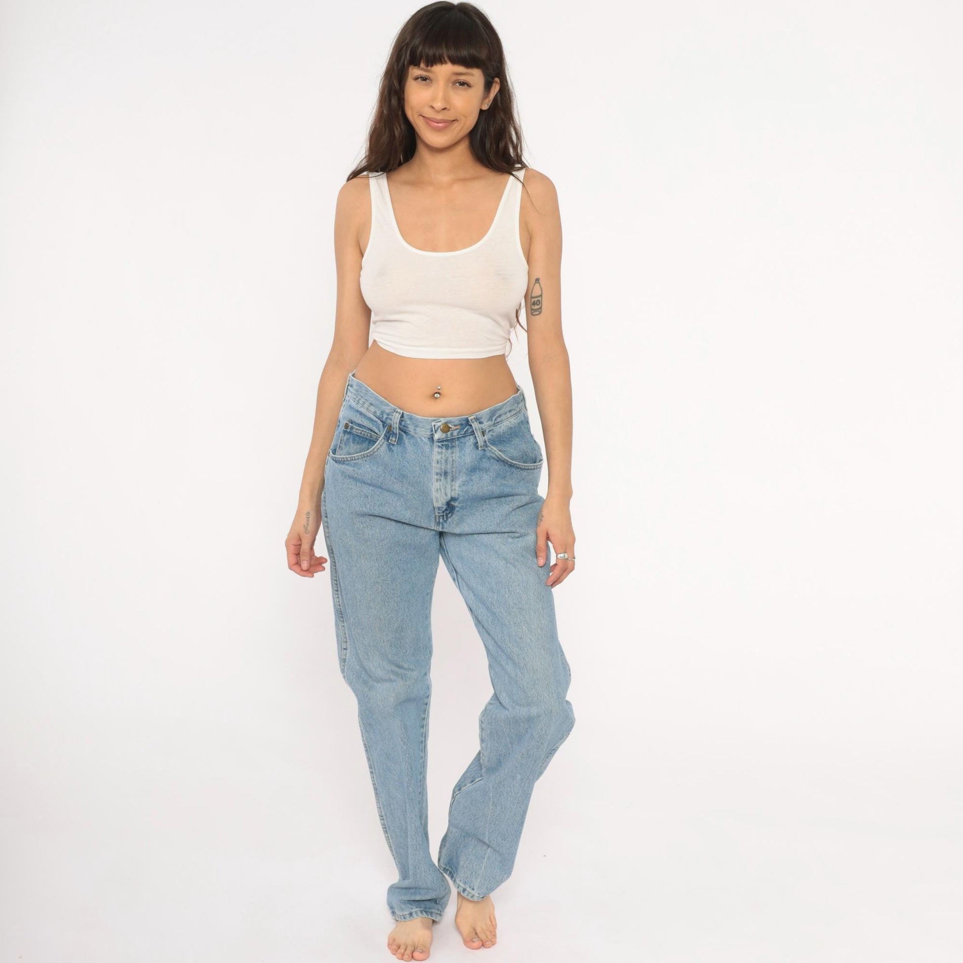 2000s Wrangler Straight Leg Jeans Light Wash Mid Rise Blue Denim 33x34
