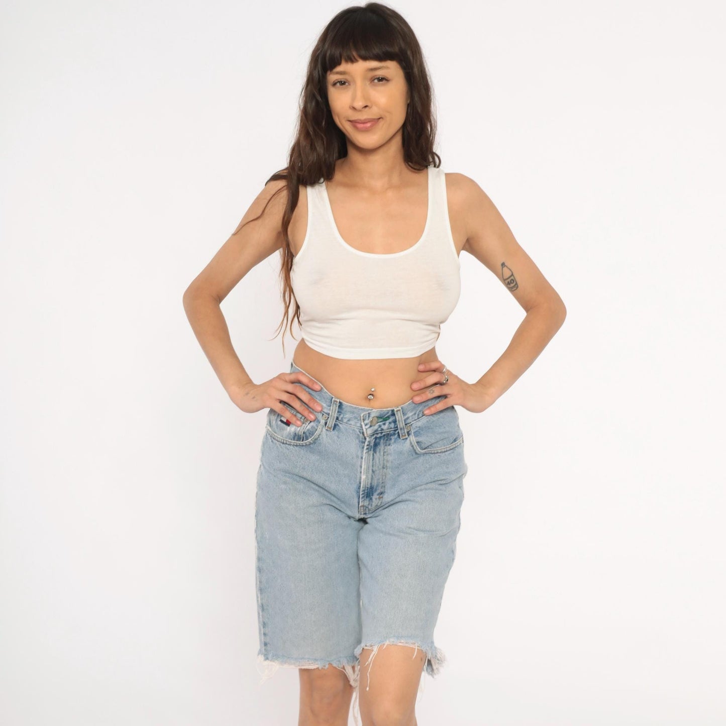 90s Tommy Hilfiger Light Wash Denim Bermuda Shorts High Rise Small S