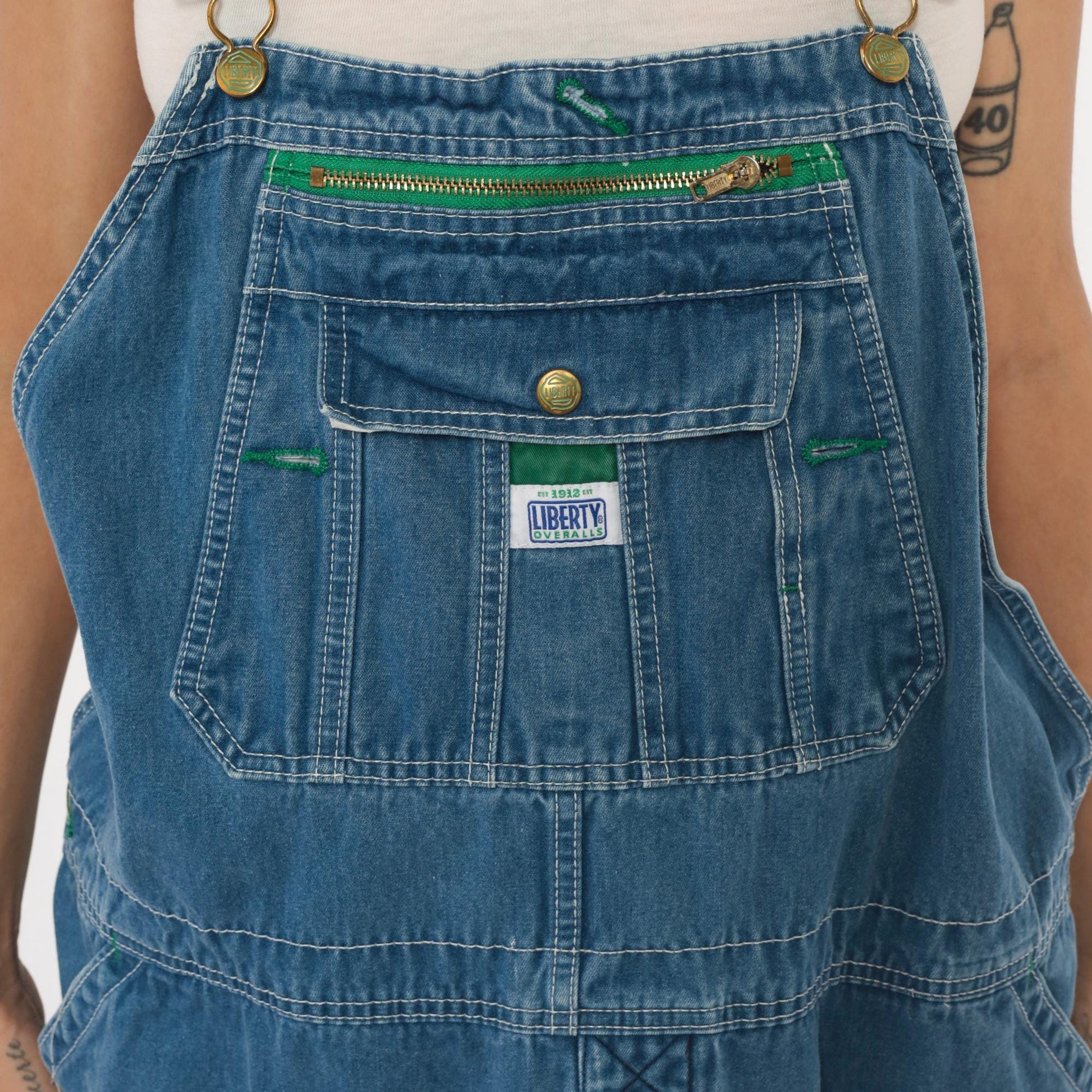 Y2K Liberty Denim Overalls Blue Bib Carpenter Workwear 44 x 30