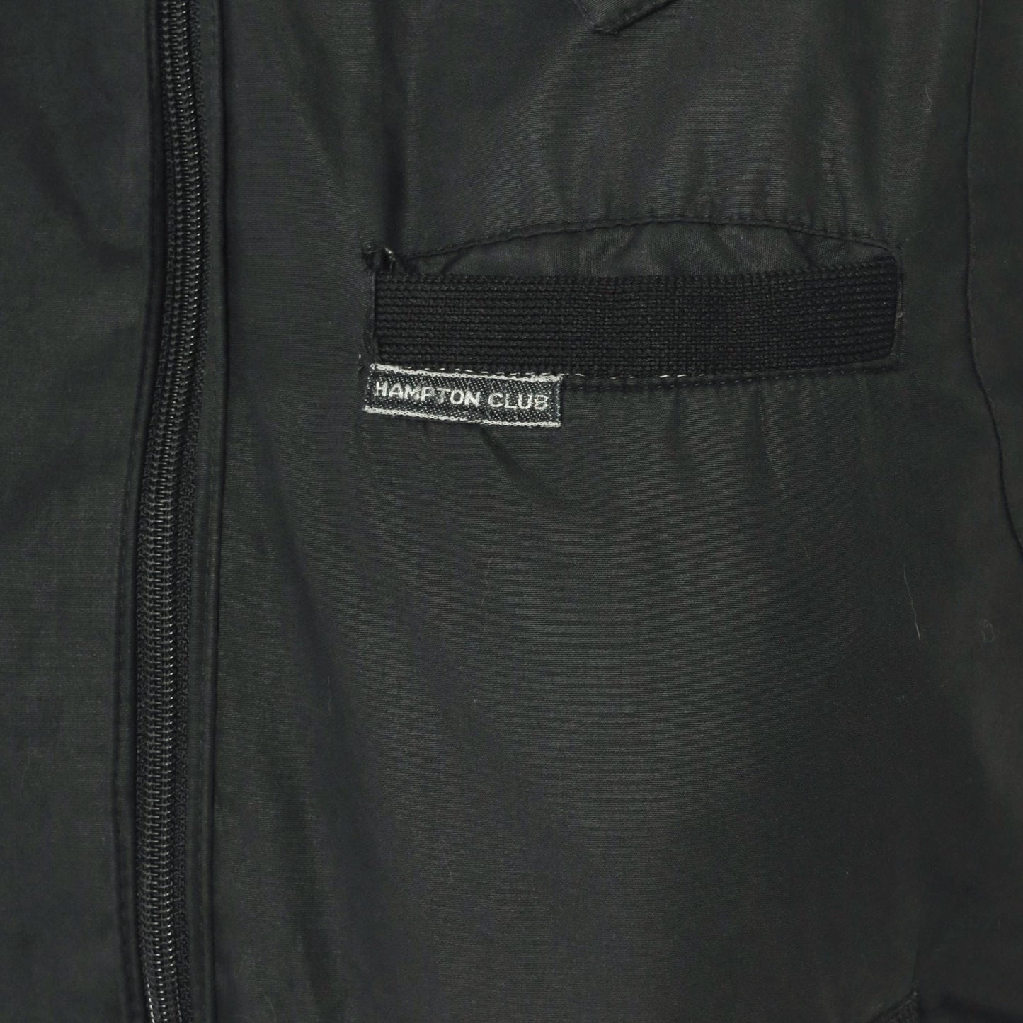 80s Hampton Country Club Black Bomber Jacket Snap Collar Epaulette Extra Small XS