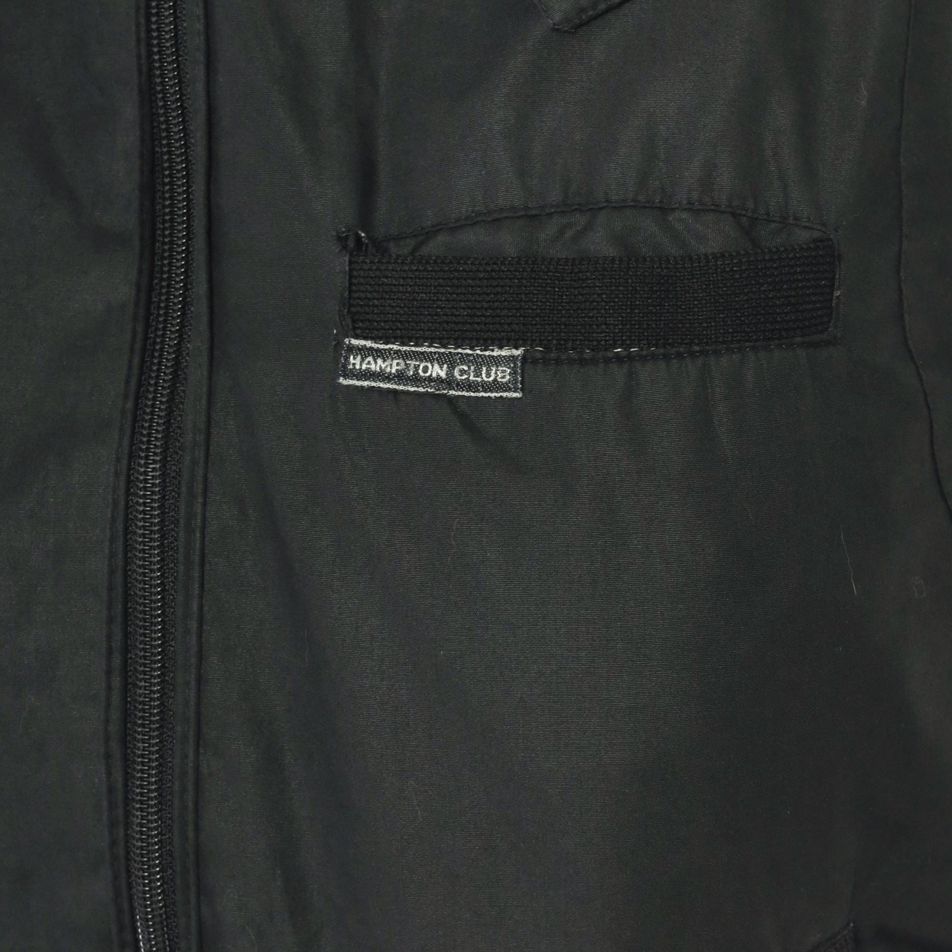 80s Hampton Country Club Black Bomber Jacket Snap Collar Epaulette Extra Small XS