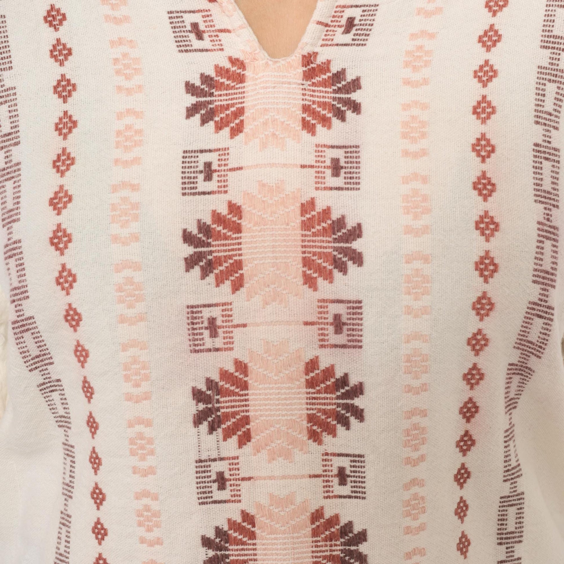 90s Cream Embroidered Blouse Cotton V-Neck Puff Sleeve Pullover Small S