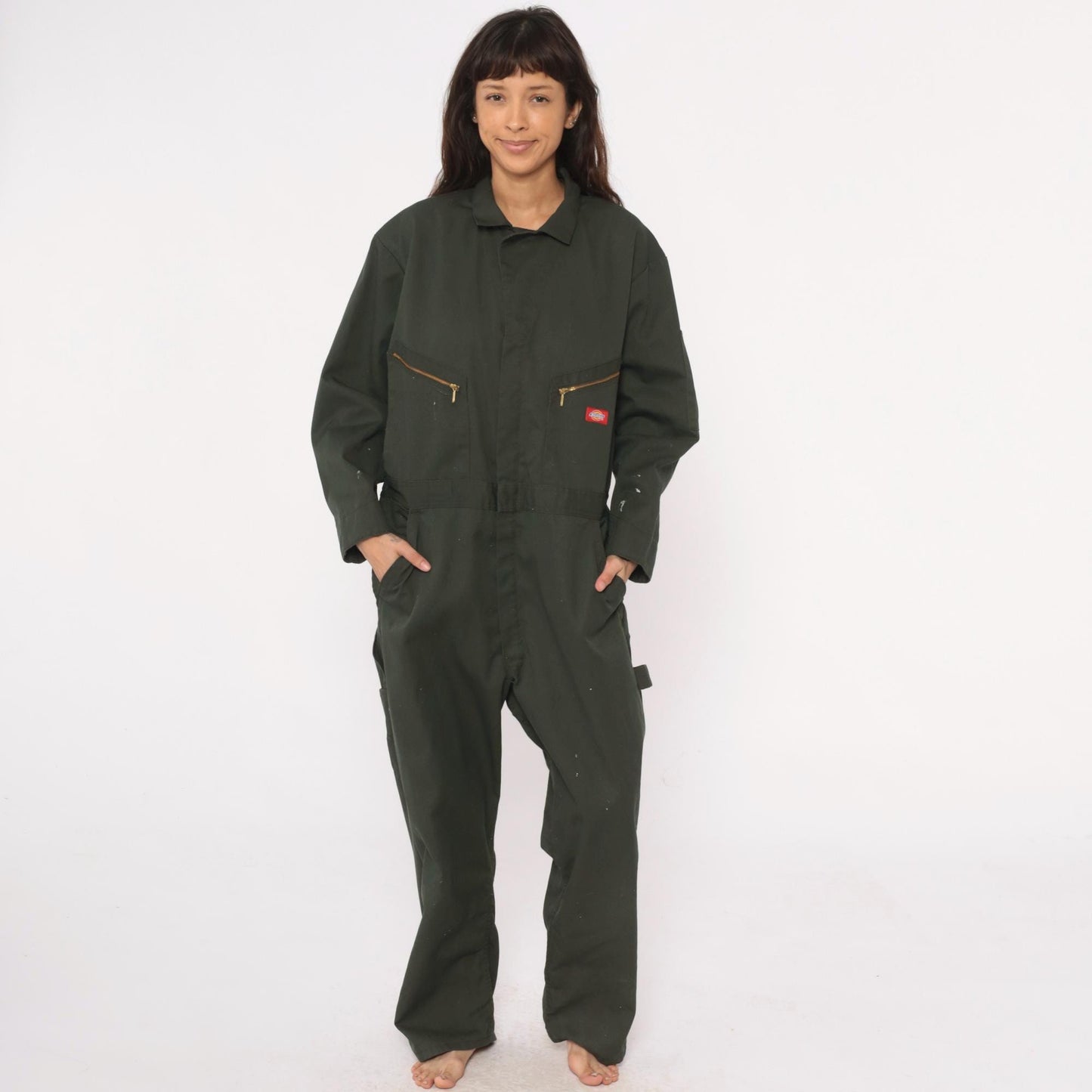 Dickies Forest Green Coveralls Zip Pocket Utility Jumpsuit Extra Large XL