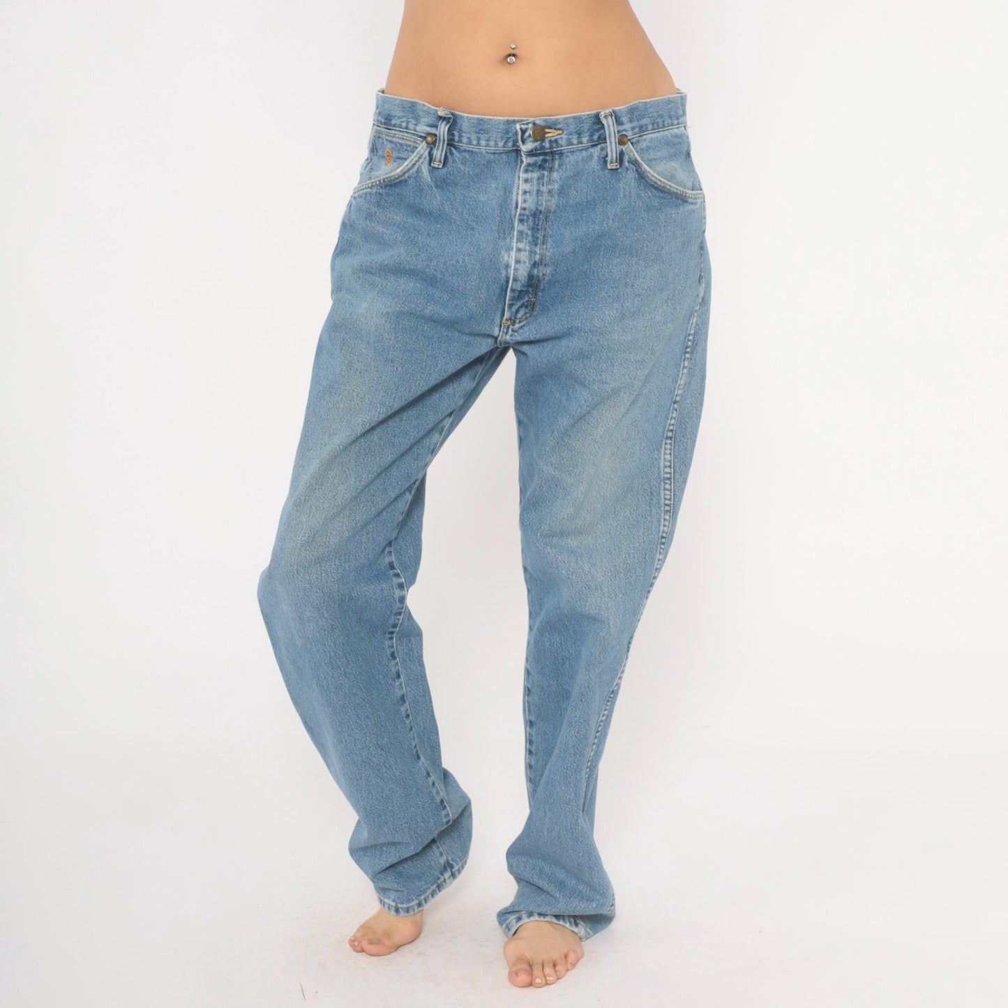Wrangler Straight Leg Jeans 90s Light Wash Denim 35x34