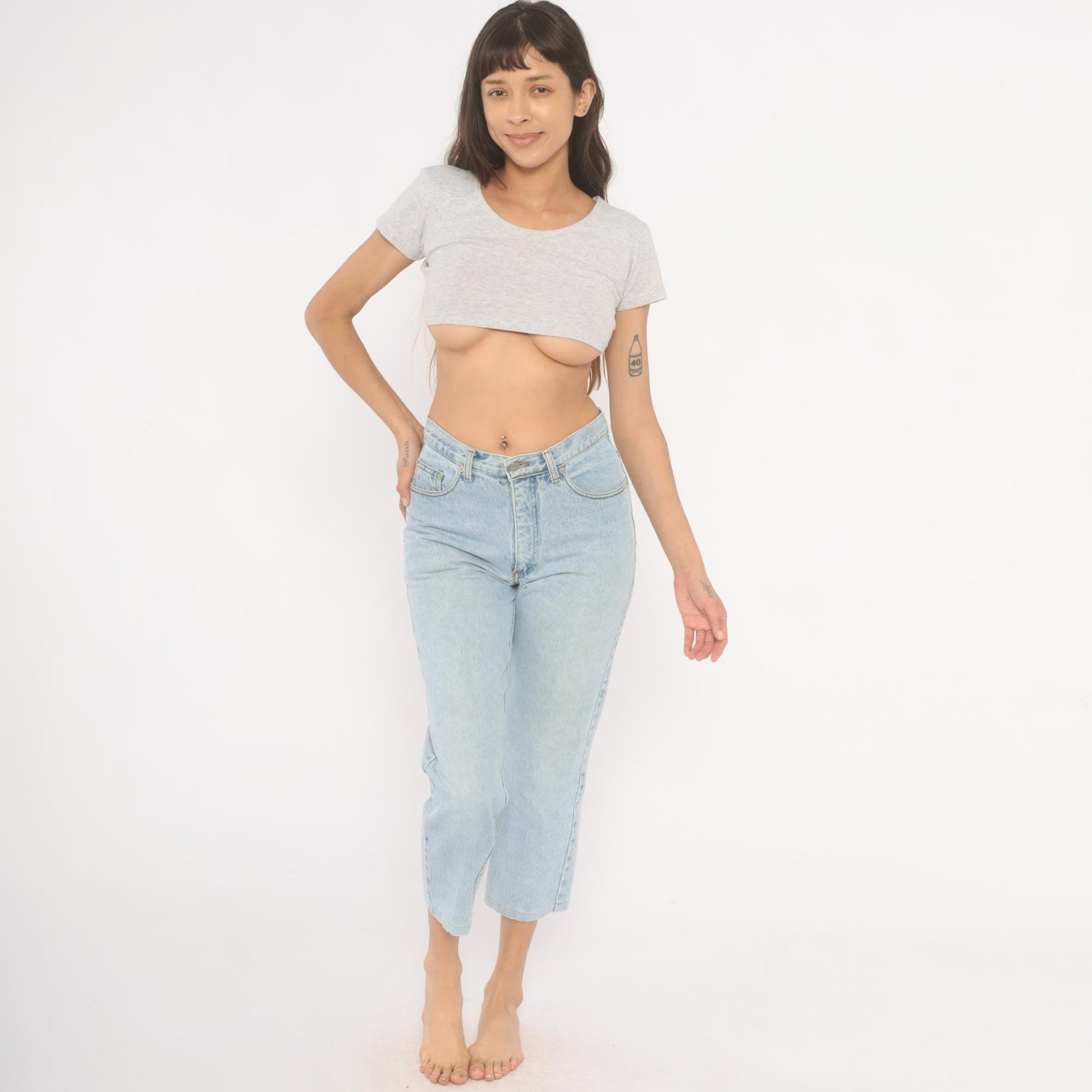 90s Guess Jeans Light Wash High Waisted Straight Leg Crop Denim W30 L30
