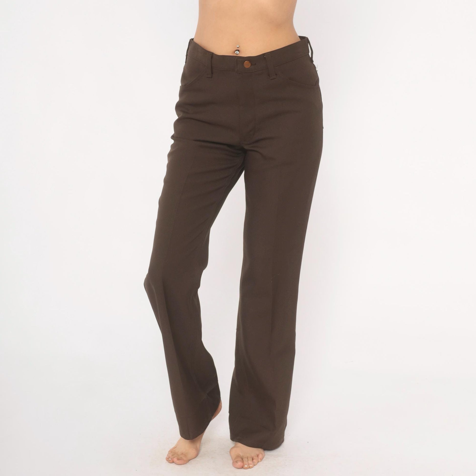 70s Wrangler Brown Straight Leg Trousers High Waist Western Five Pocket 32x32