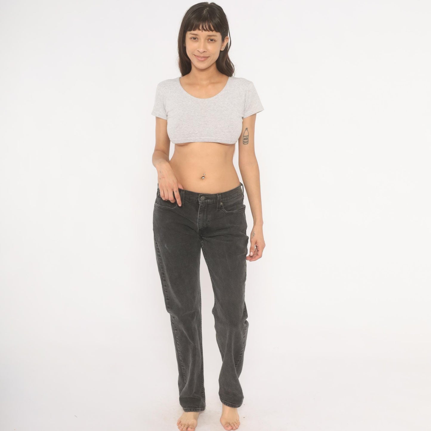 Levi's 514 Straight Leg Jeans Faded Black Charcoal Wash Denim W32 L34