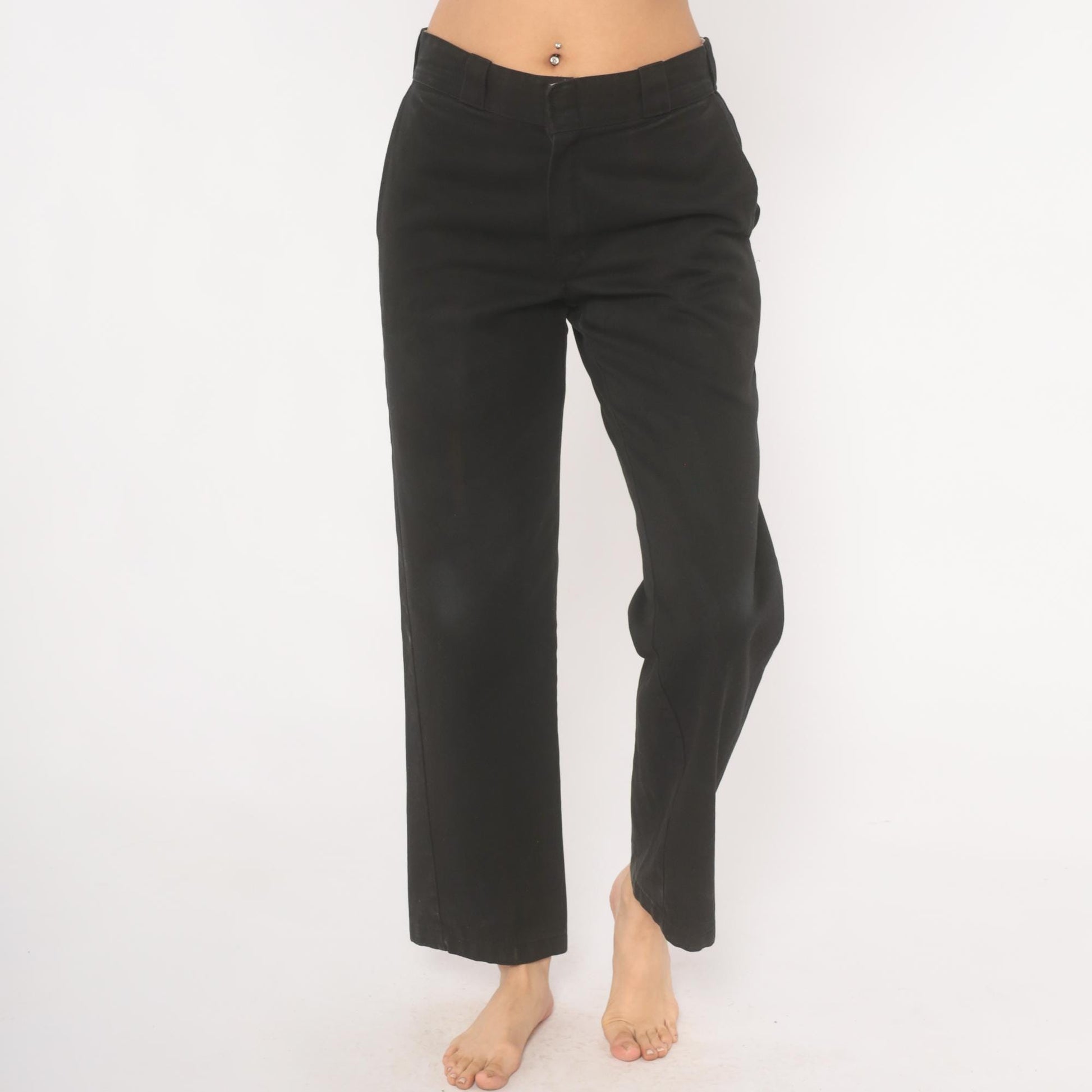 2000s Dickies Black Straight Leg Work Pants Low Rise Cotton Small S