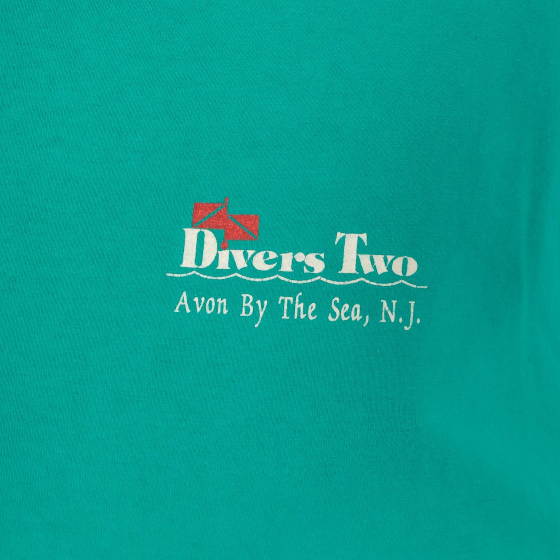 90s Divers Two Scuba Graphic T-Shirt Teal New Jersey Cotton Extra Large XL