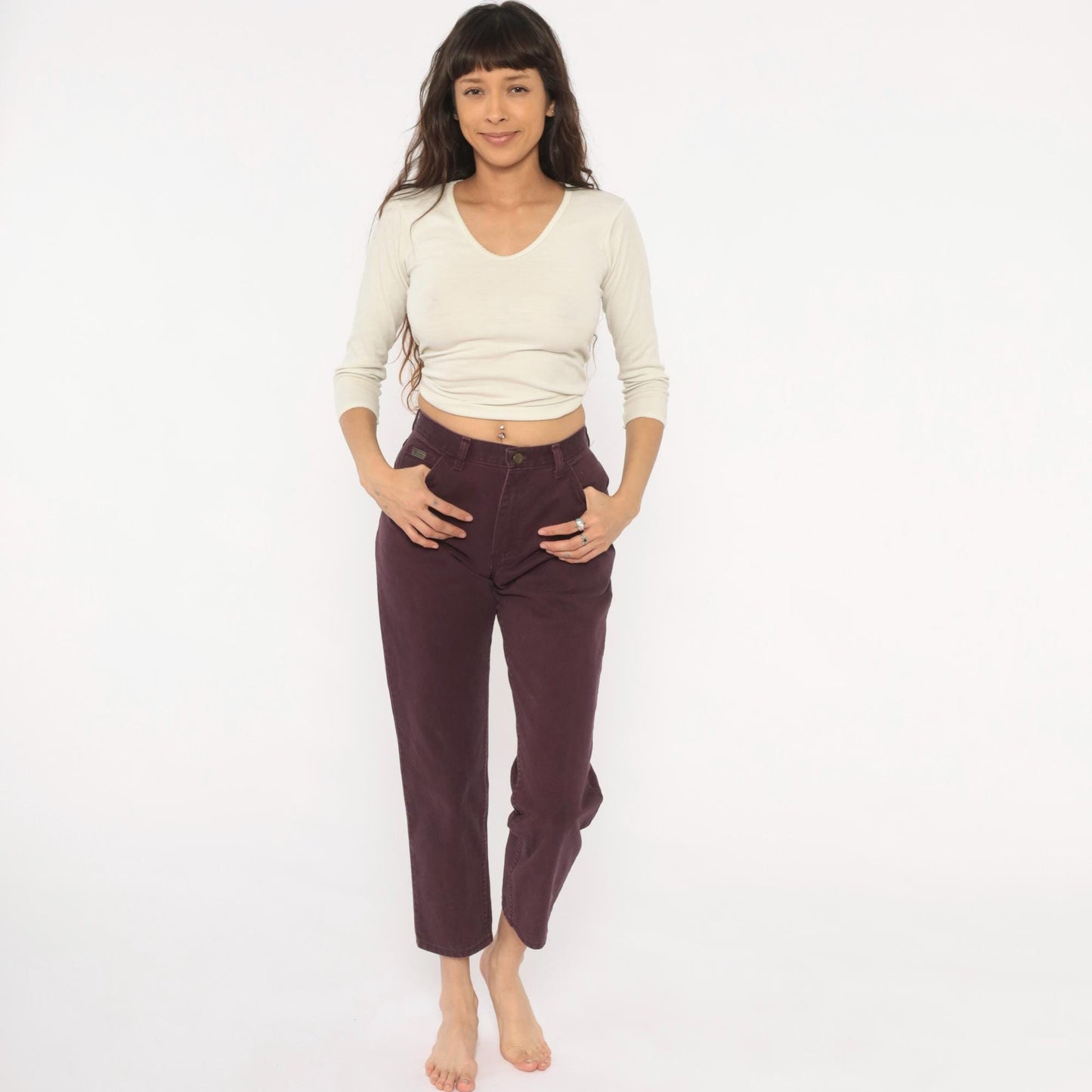 90s Wrangler High Waisted Jeans Plum Wine Purple Straight Leg Small S