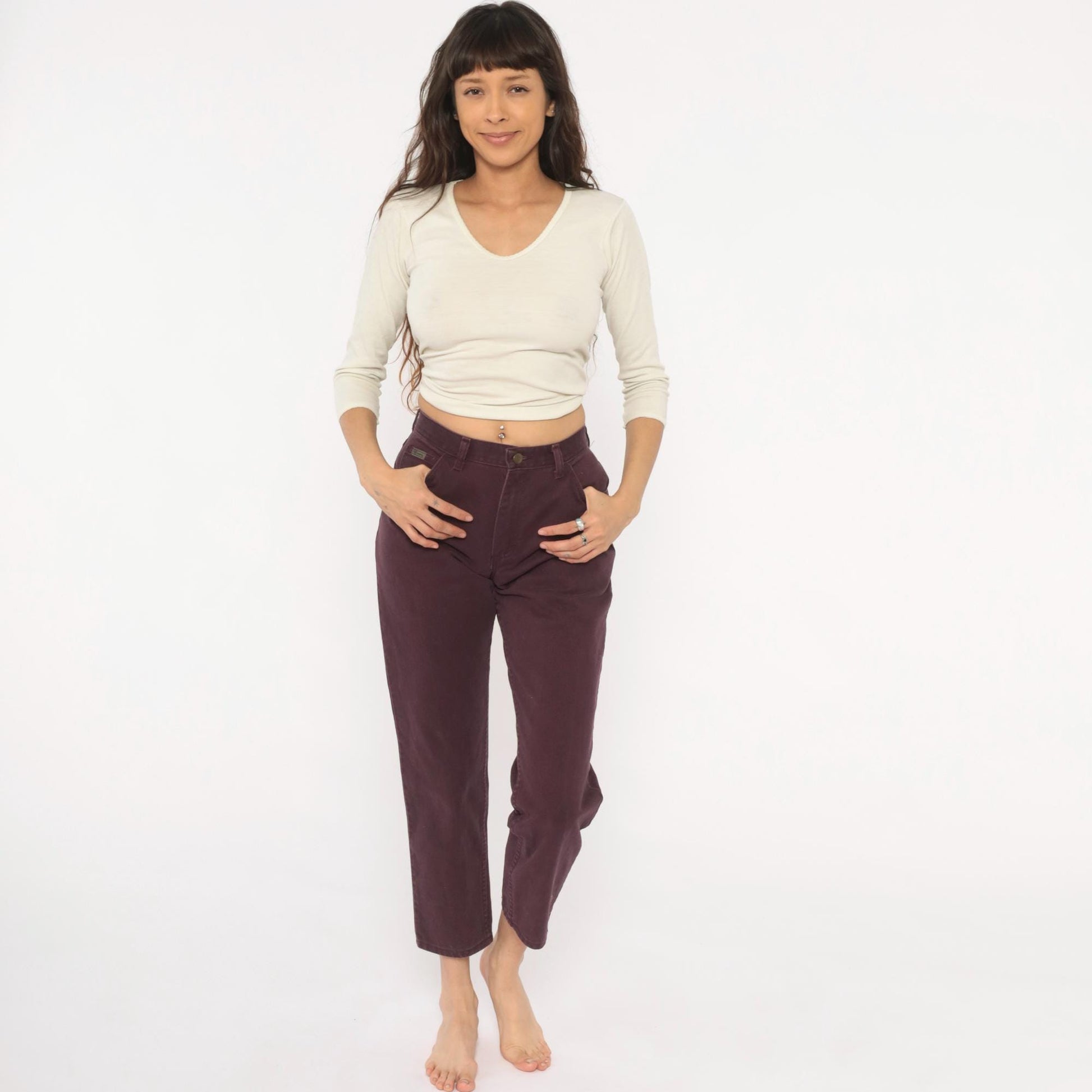 90s Wrangler High Waisted Jeans Plum Wine Purple Straight Leg Small S