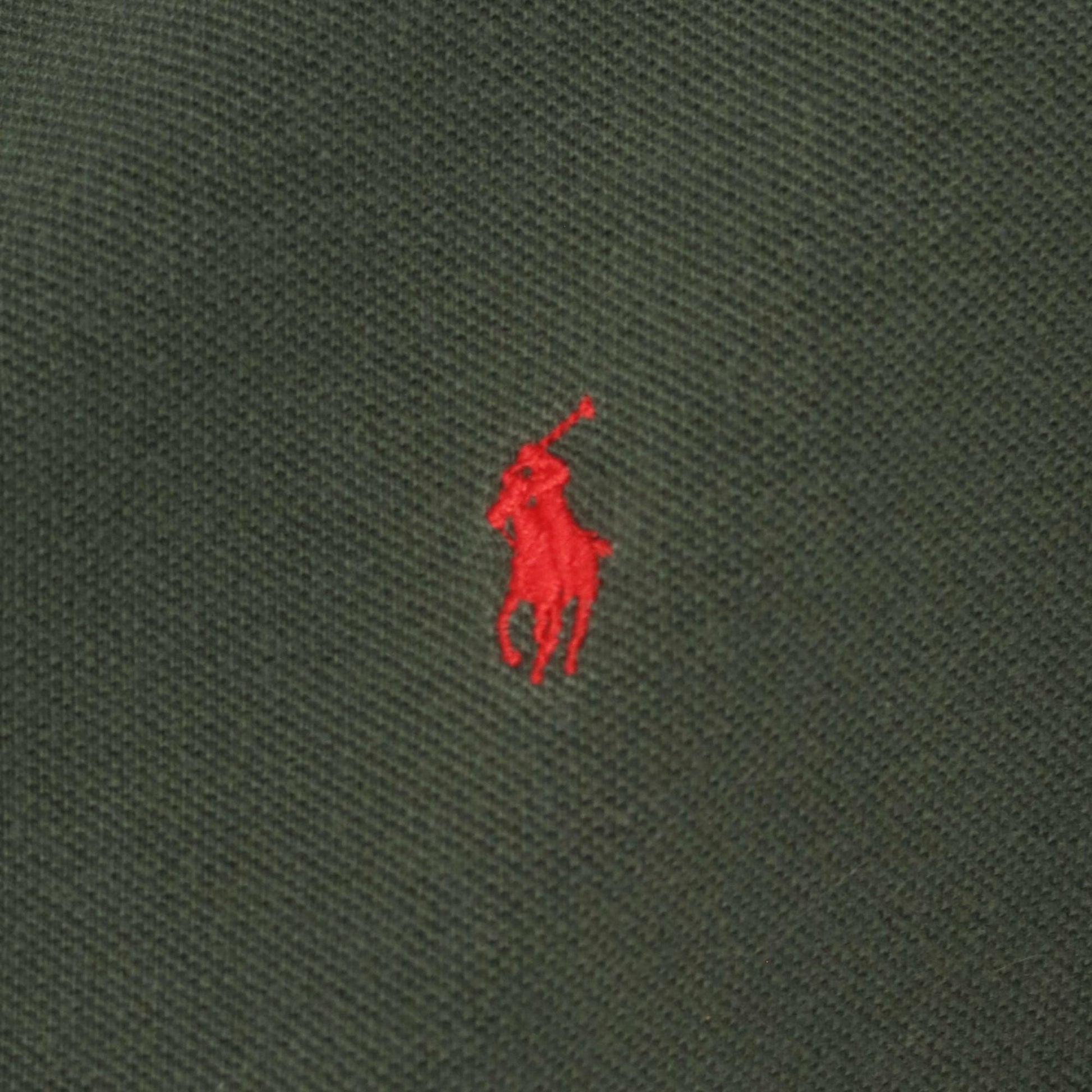 90s Polo Ralph Lauren Forest Green Cotton Pique Polo Shirt Large L