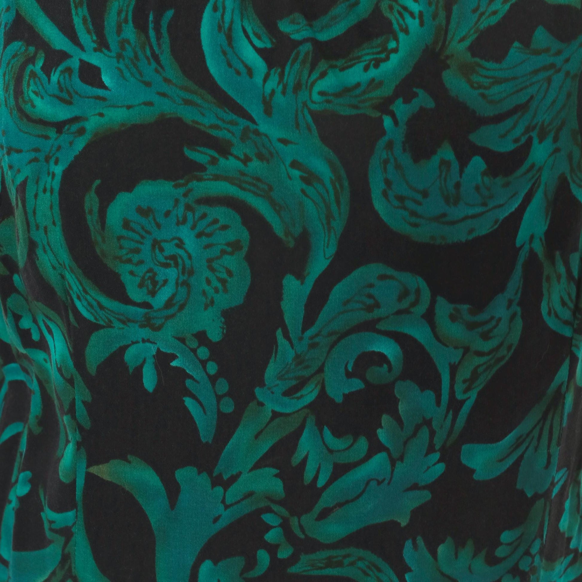 90s R & K Originals Teal Baroque Maxi Dress Emerald Floral Mermaid Large L