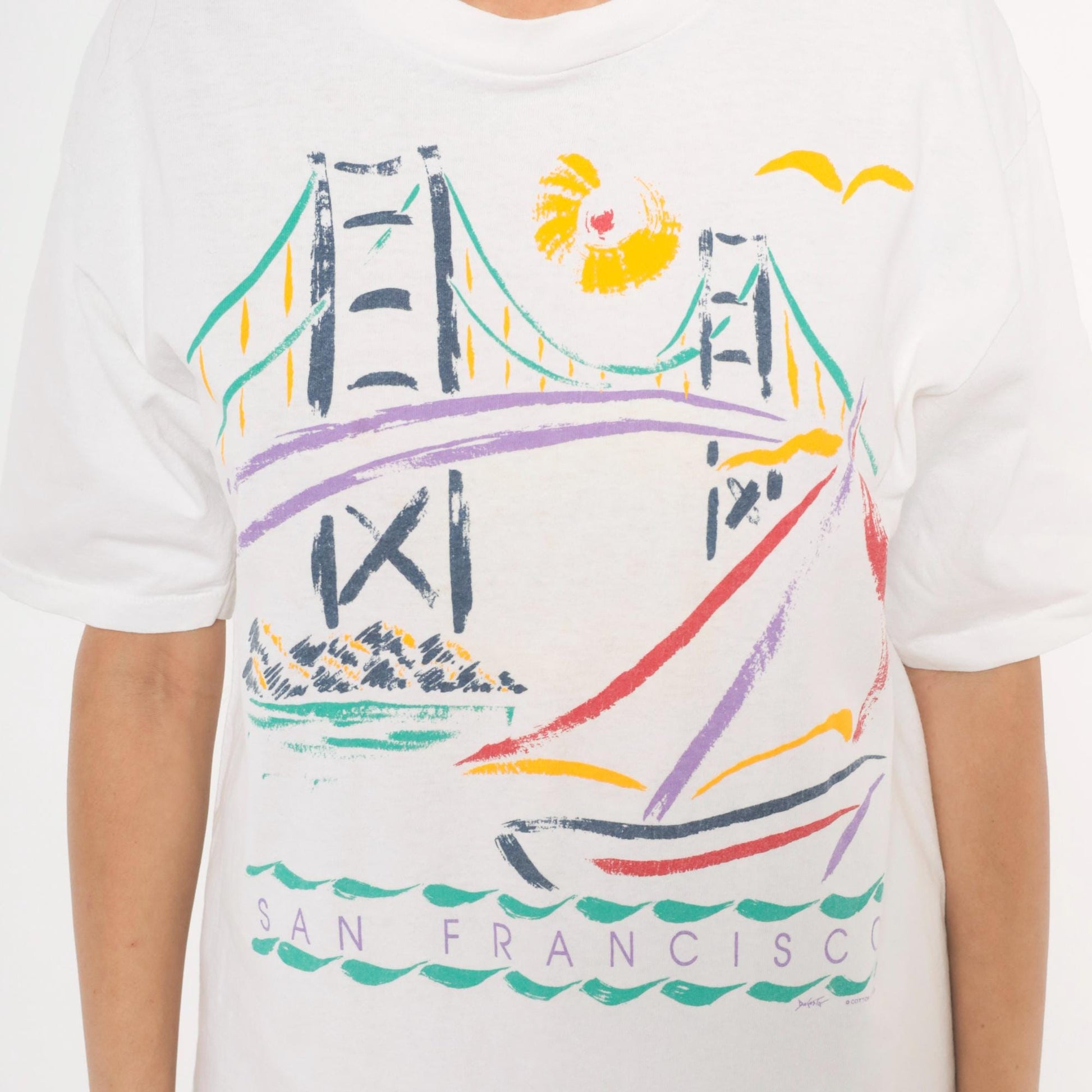 90s San Francisco Golden Gate Bridge Graphic Tee Cotton Unisex Large