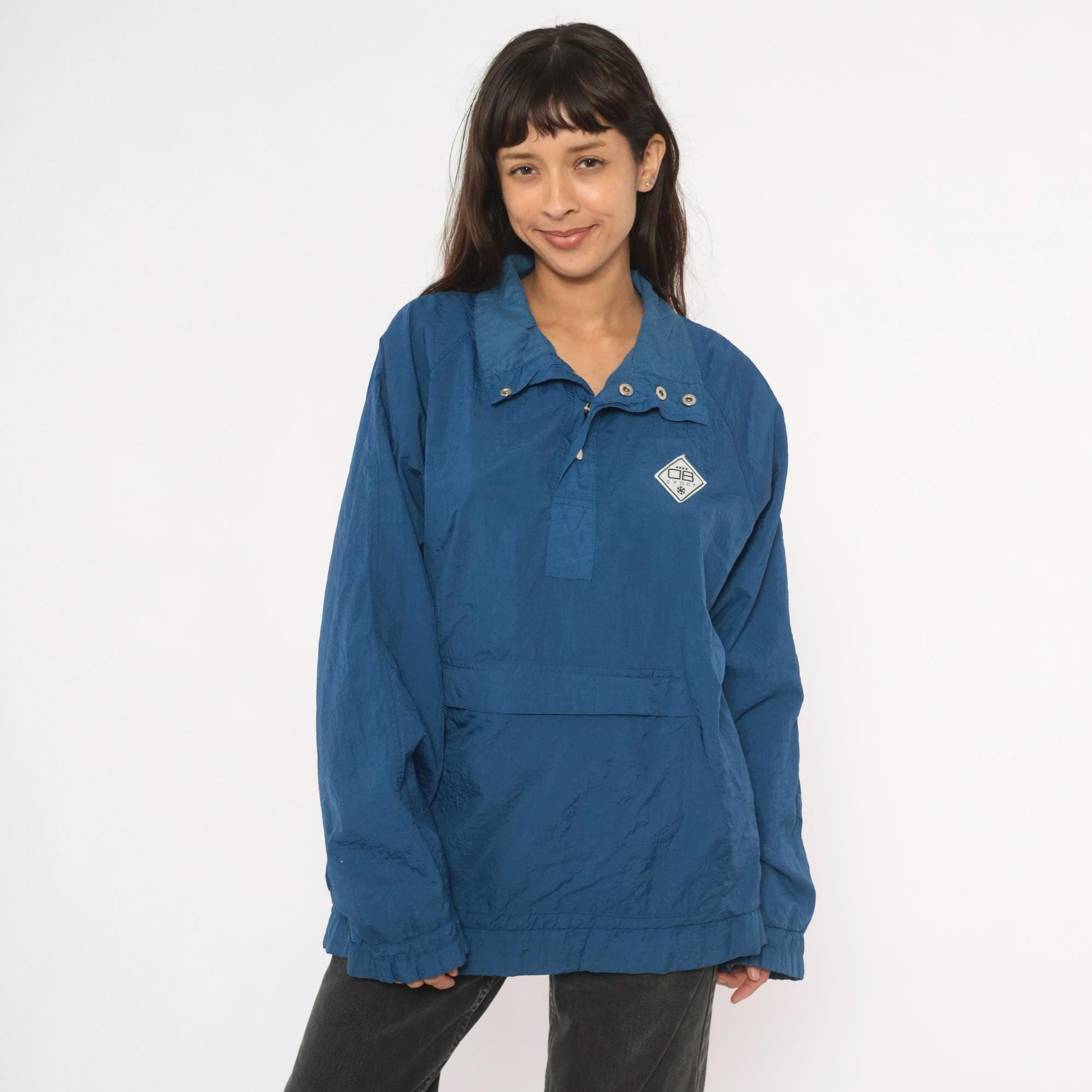 90s Drummer Boy Collection Blue Nylon Anorak Pullover Windbreaker Extra Large XL