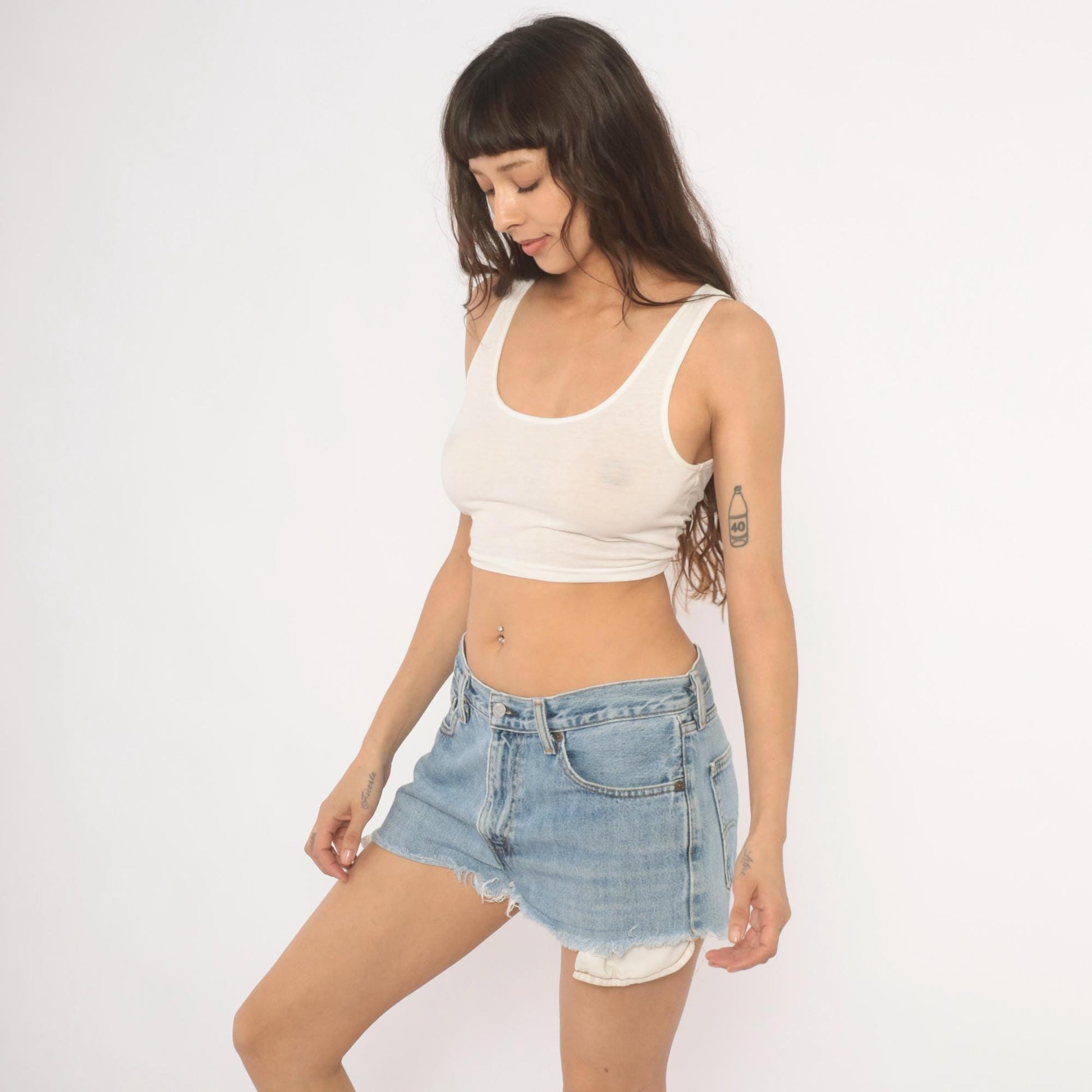 Levi's 505 Cutoff Denim Shorts Light Wash Raw Hem 34 x 30