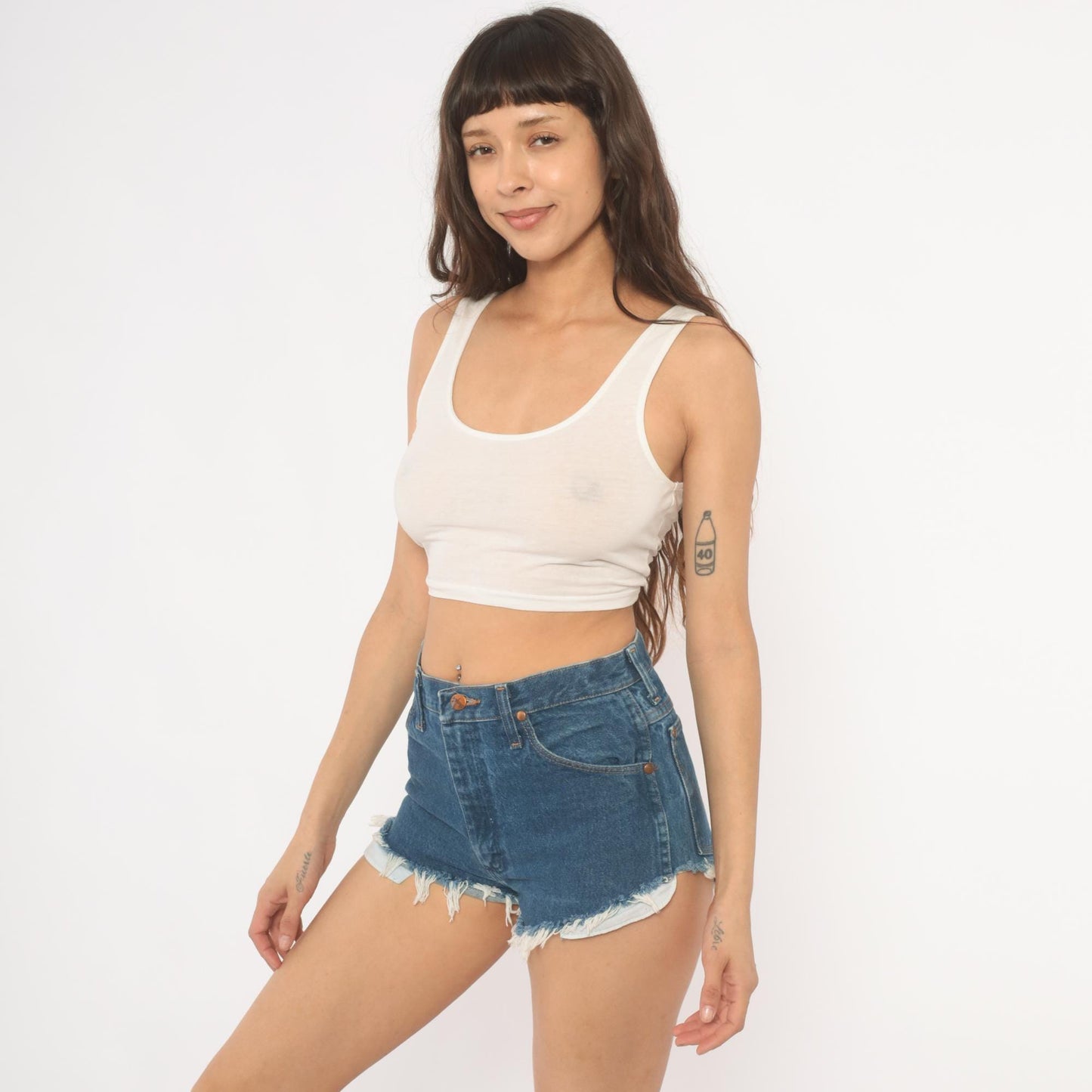 90s Wrangler Cutoff Denim Shorts High Waisted Blue Cotton Frayed Small S