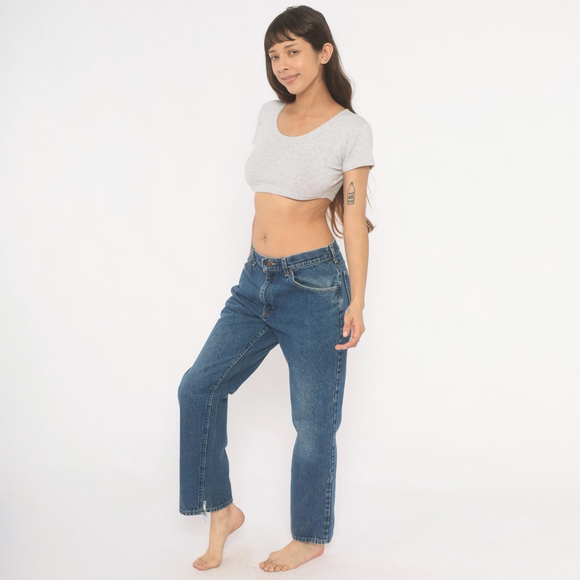 90s Lee Mom Jeans Stonewash Blue Denim Straight Leg Mid Rise Medium 33