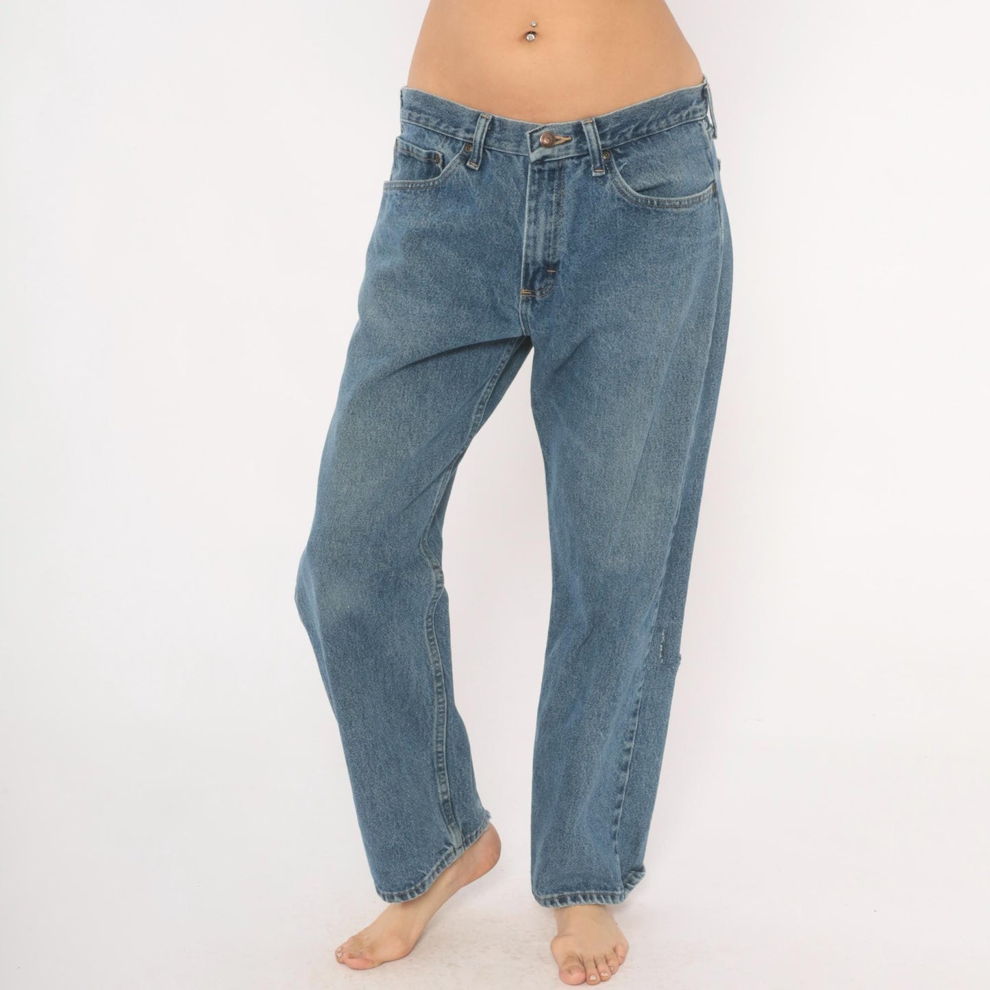 Wrangler Straight Leg Jeans 2000s Medium Wash Distressed Denim 33x30