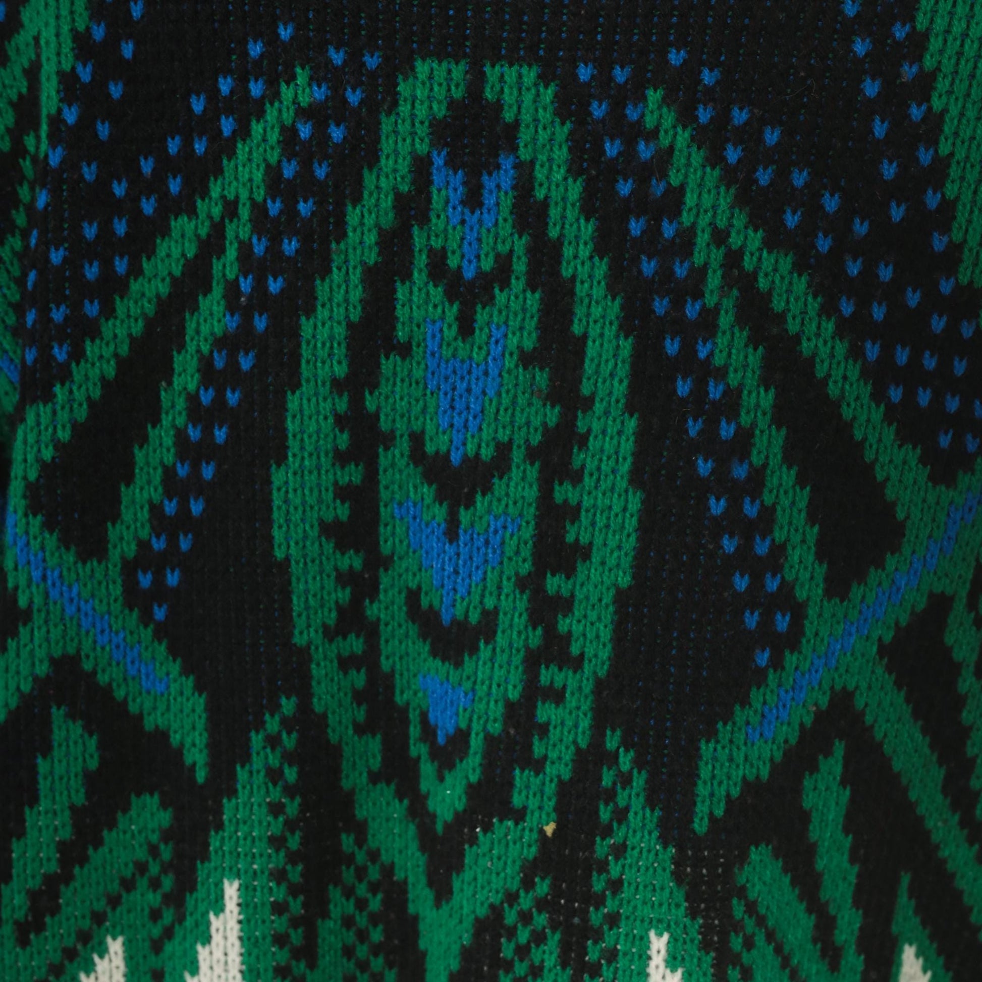 90s Venezia Geometric Jacquard Knit Sweater Green Pink Blue Crewneck XL