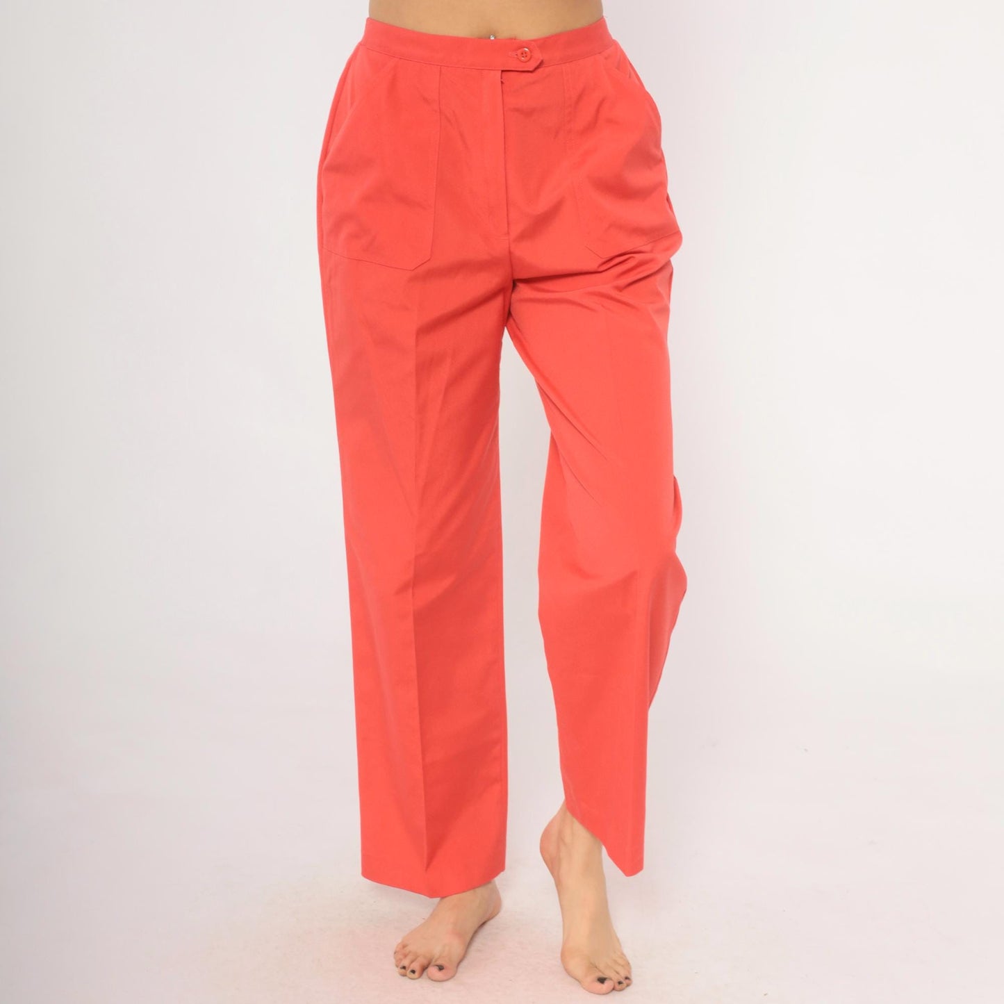 80s Koret Salmon Cotton Straight Leg Trousers High Waisted Small Medium