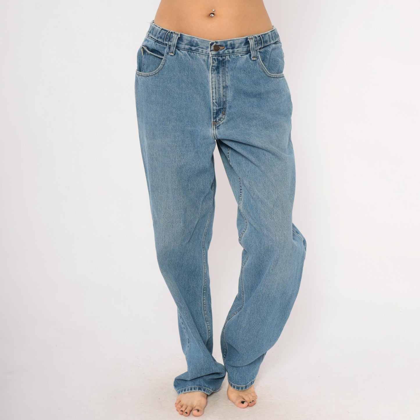 90s L.L. Bean Light Wash Straight Leg Jeans Cotton Mid Rise 34x34
