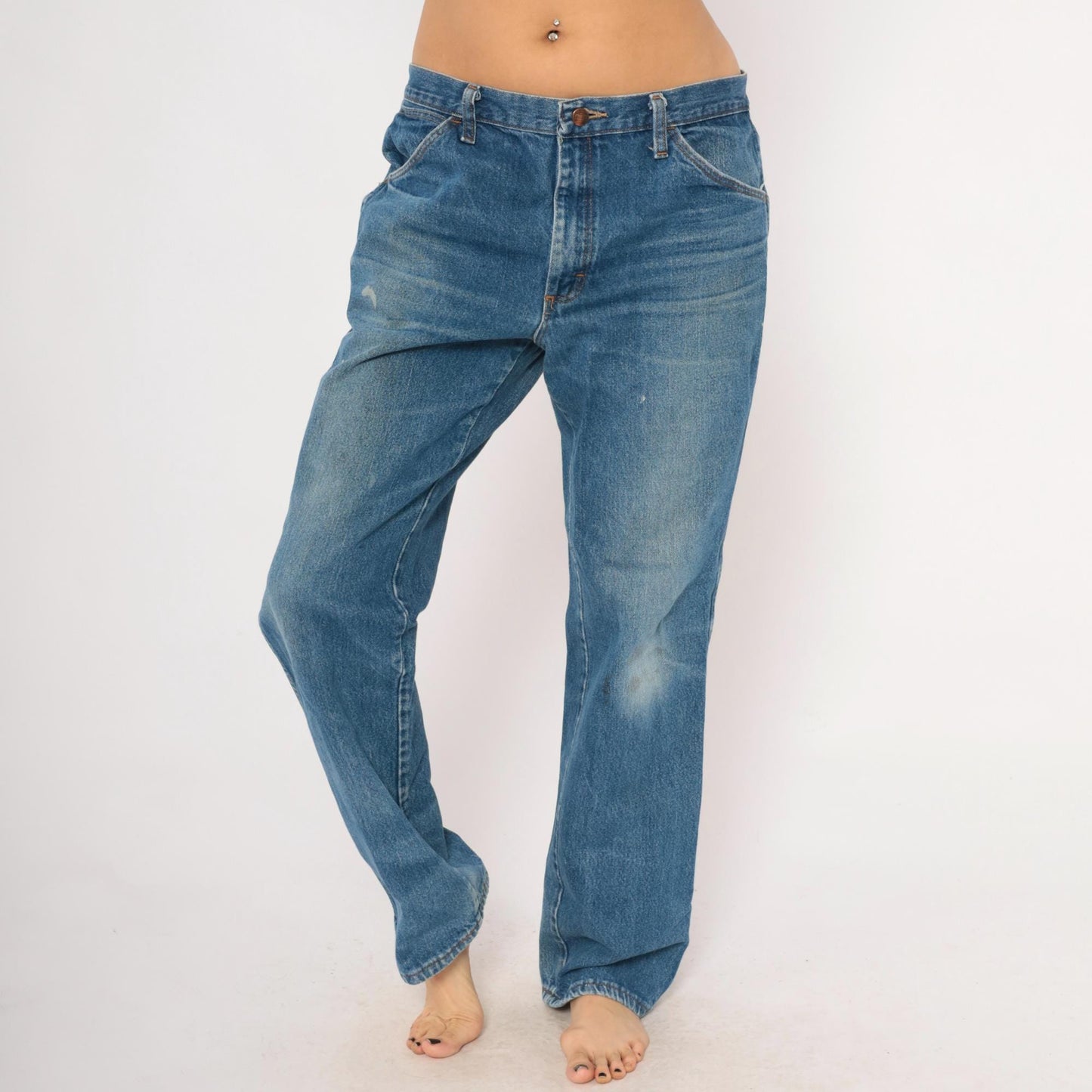Red Kap Workwear Jeans 2000s Distressed Denim Straight Leg Blue Faded Wash Medium