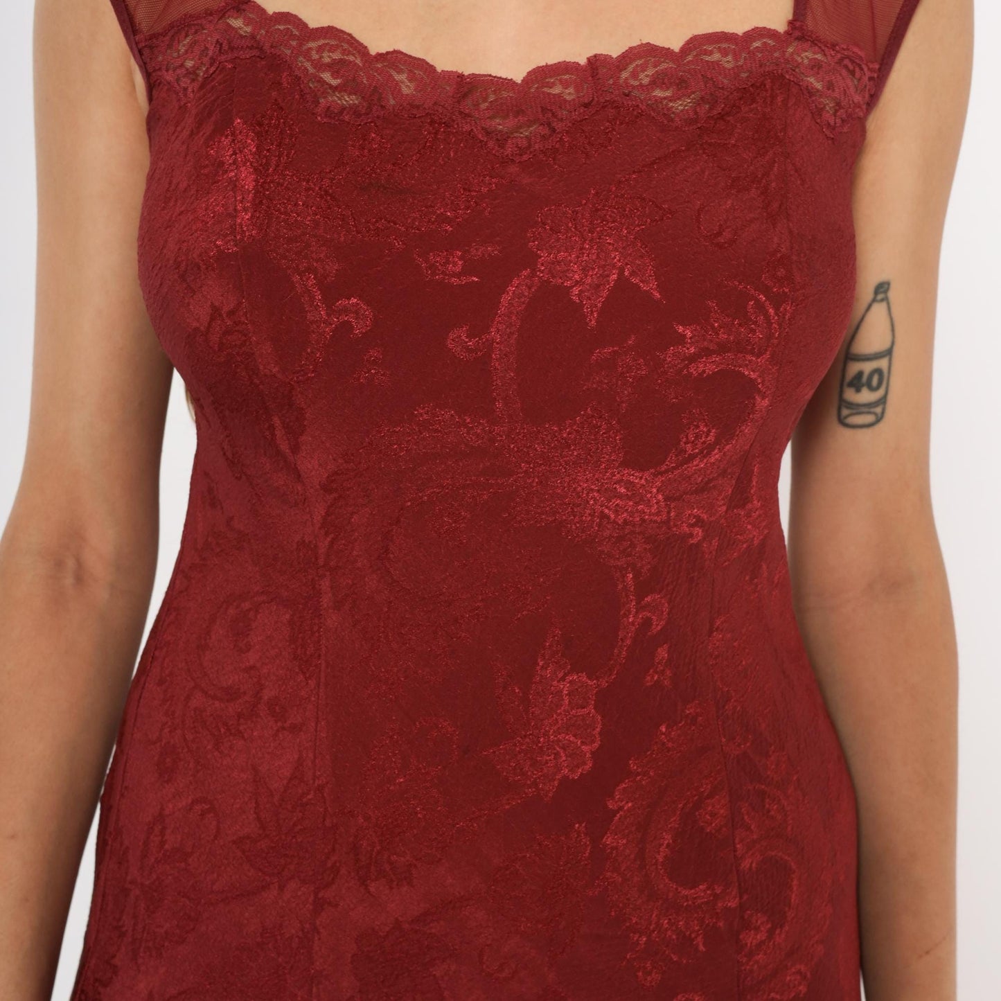 90s Victoria's Secret Burgundy Velvet Slip Dress Sweetheart Neckline Small S