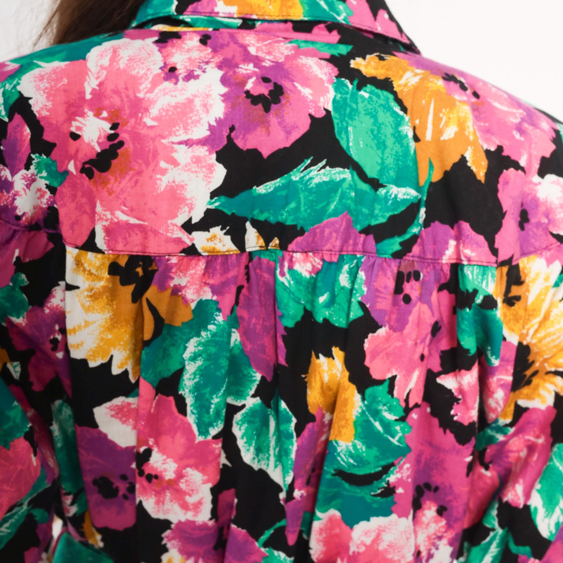 90s Ultra Dress Floral Midi Shirtdress Belted Notch Collar Multicolor Extra Large XL