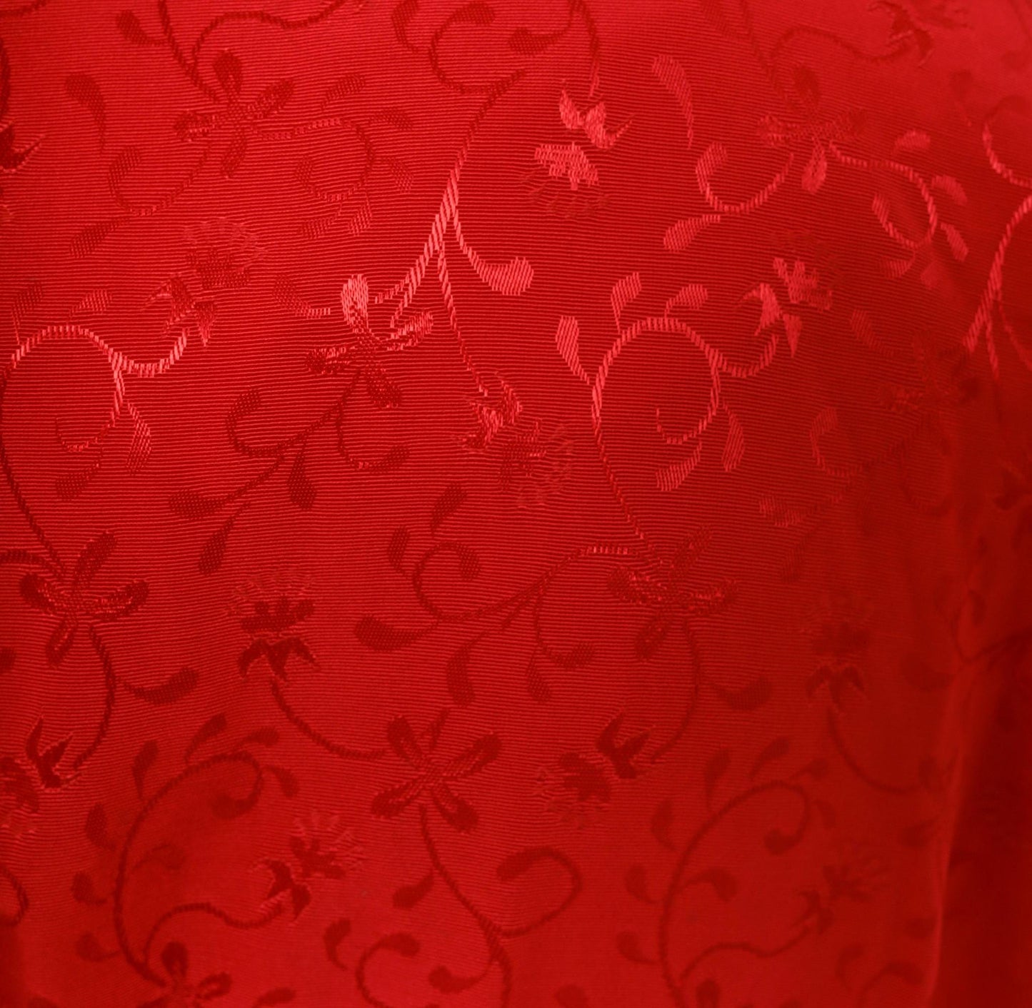 90s SL Petites Red Jacquard Wrap Blouse Floral Vine Embossed Small S