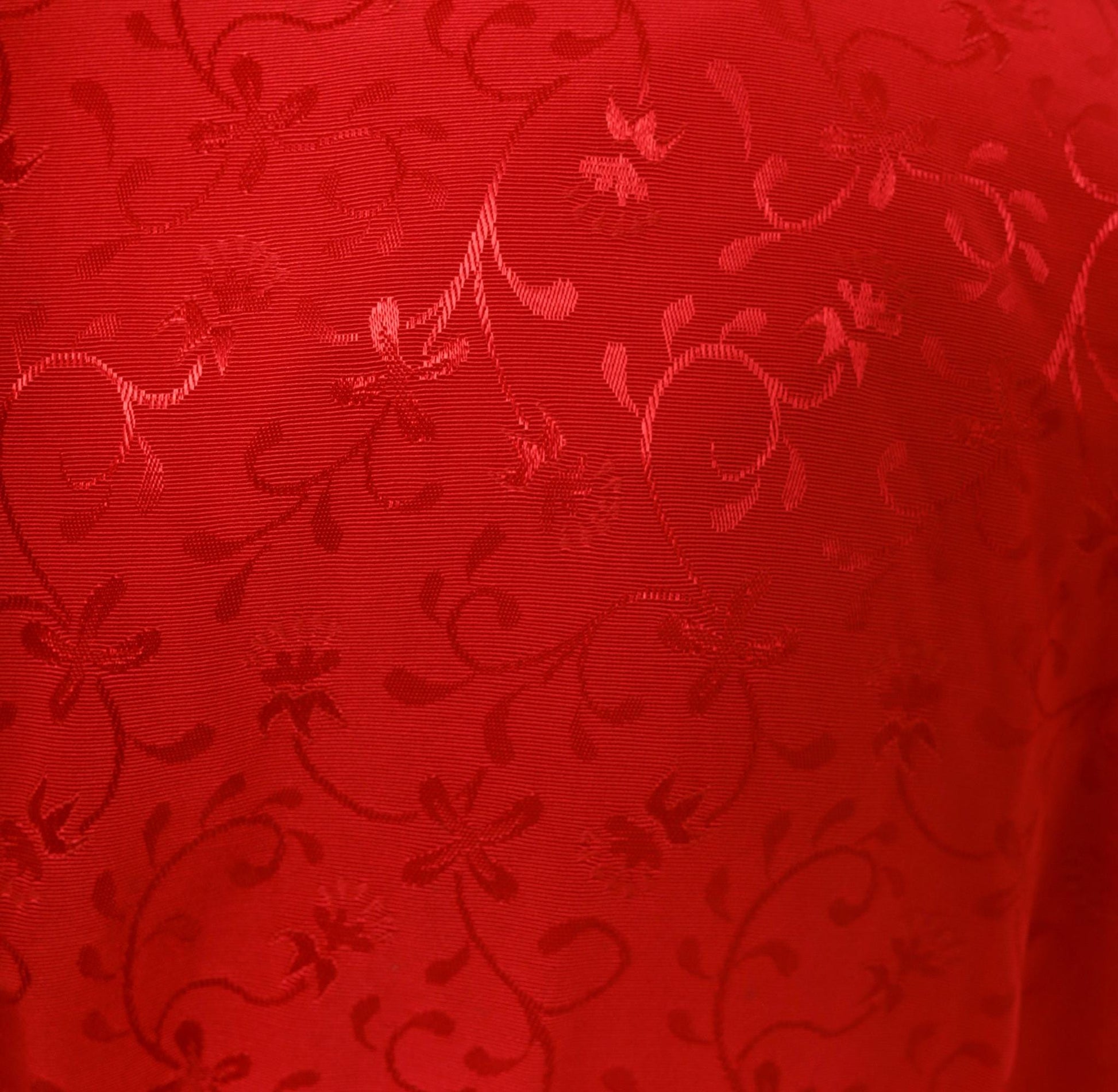 90s SL Petites Red Jacquard Wrap Blouse Floral Vine Embossed Small S