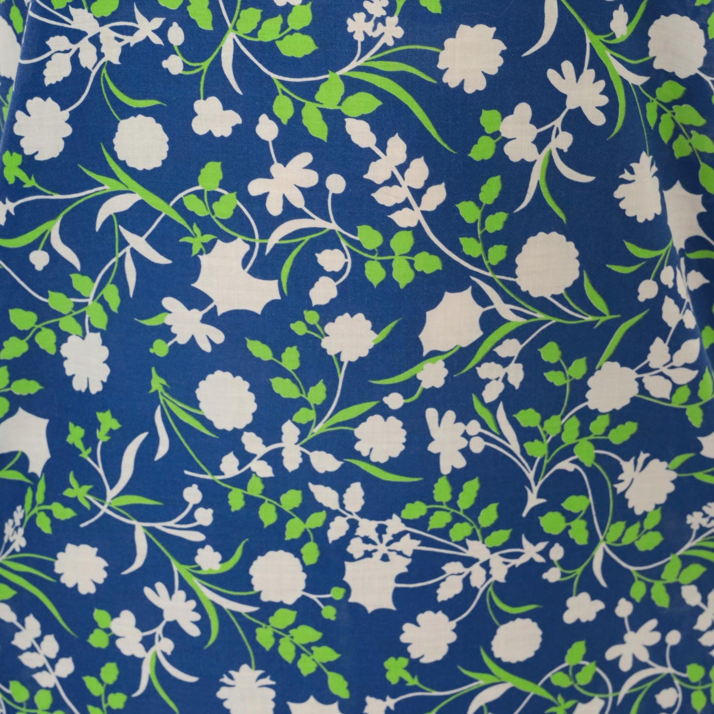 80s Mr. B California Blue Floral Shift Dress Cowl Neck Knee-Length Medium
