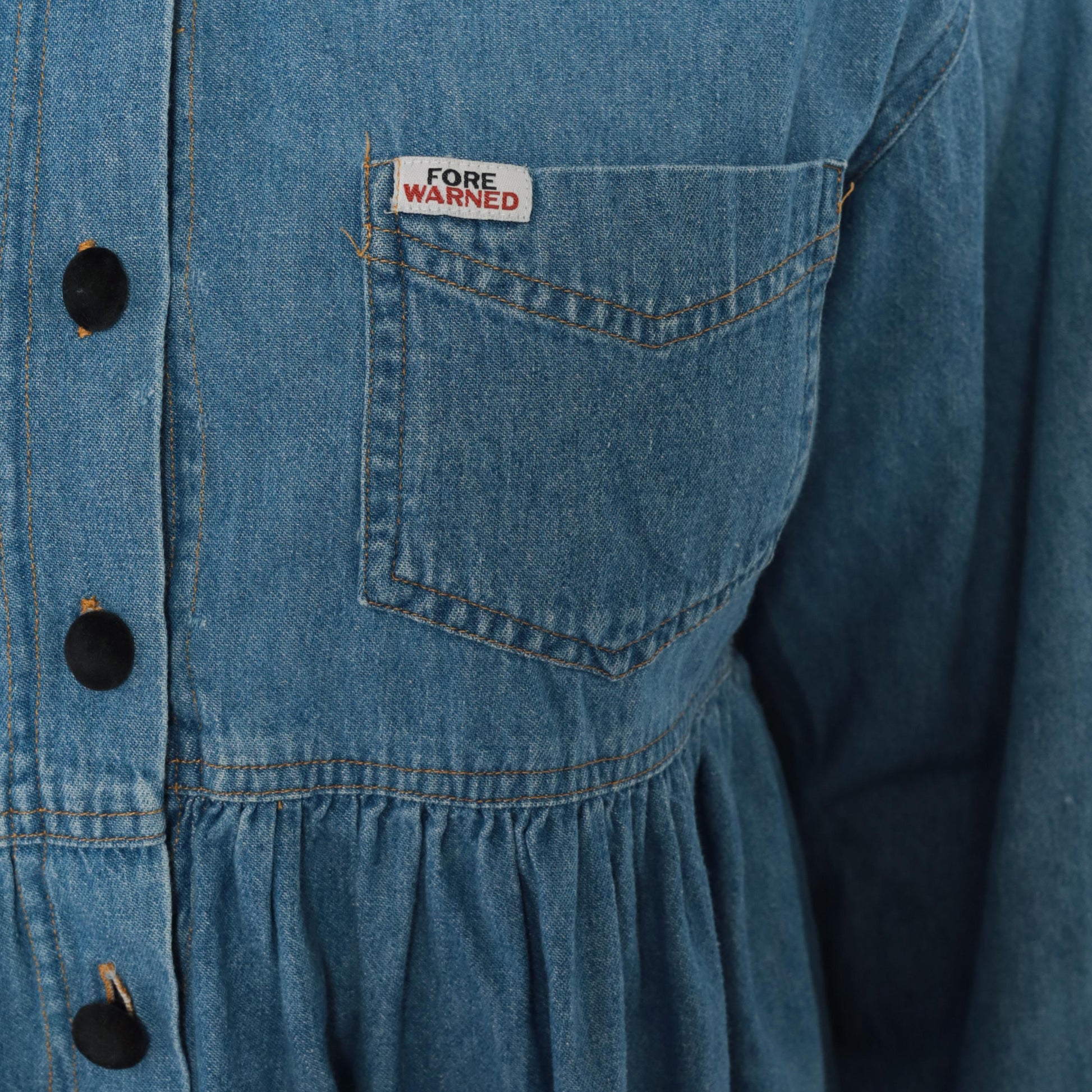 90s Forewarned Jeans Denim Babydoll Dress Black Velvet Collar Mini Small S
