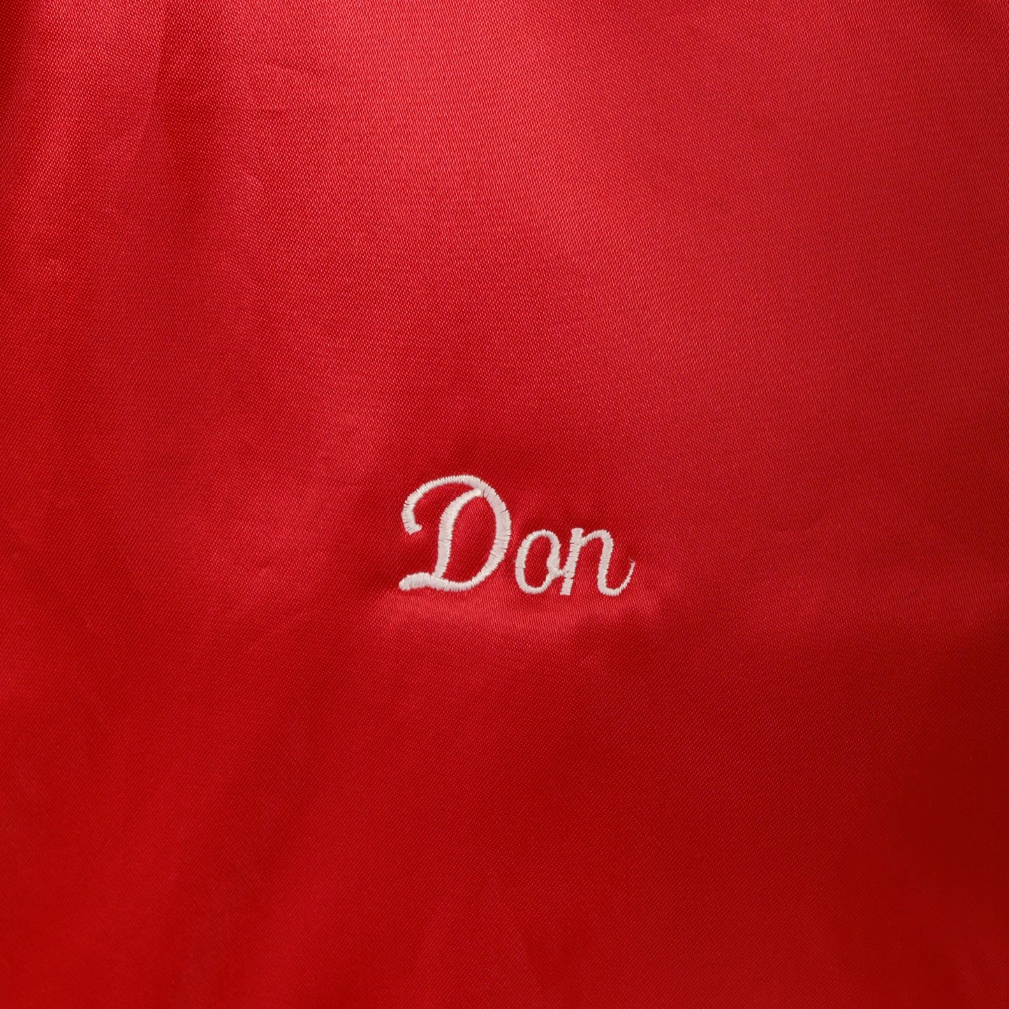 80s Red Satin Bomber Jacket Eagle Embroidered Snap Button Quilted Lining Plus Size 3XL