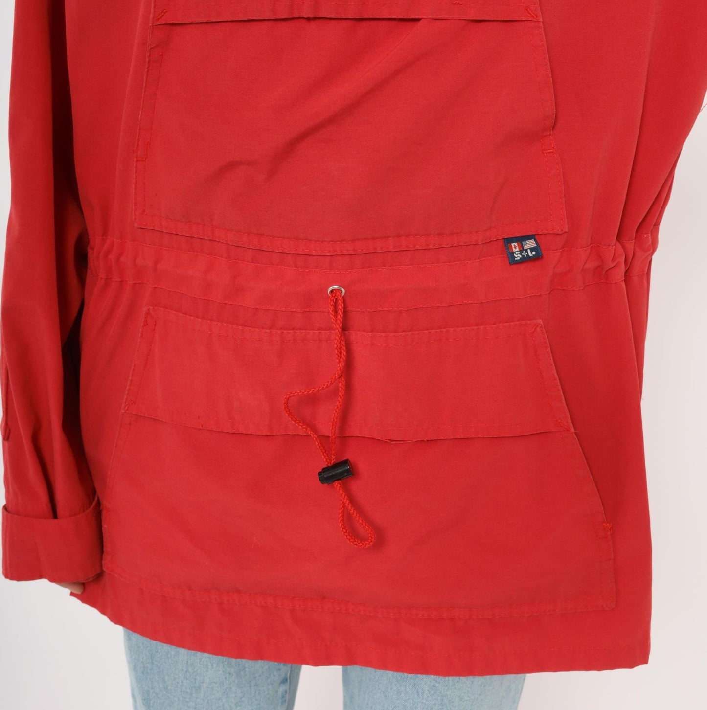 80s Red Anorak Pullover Half-Zip Windbreaker Kangaroo Pocket Jacket Extra Large