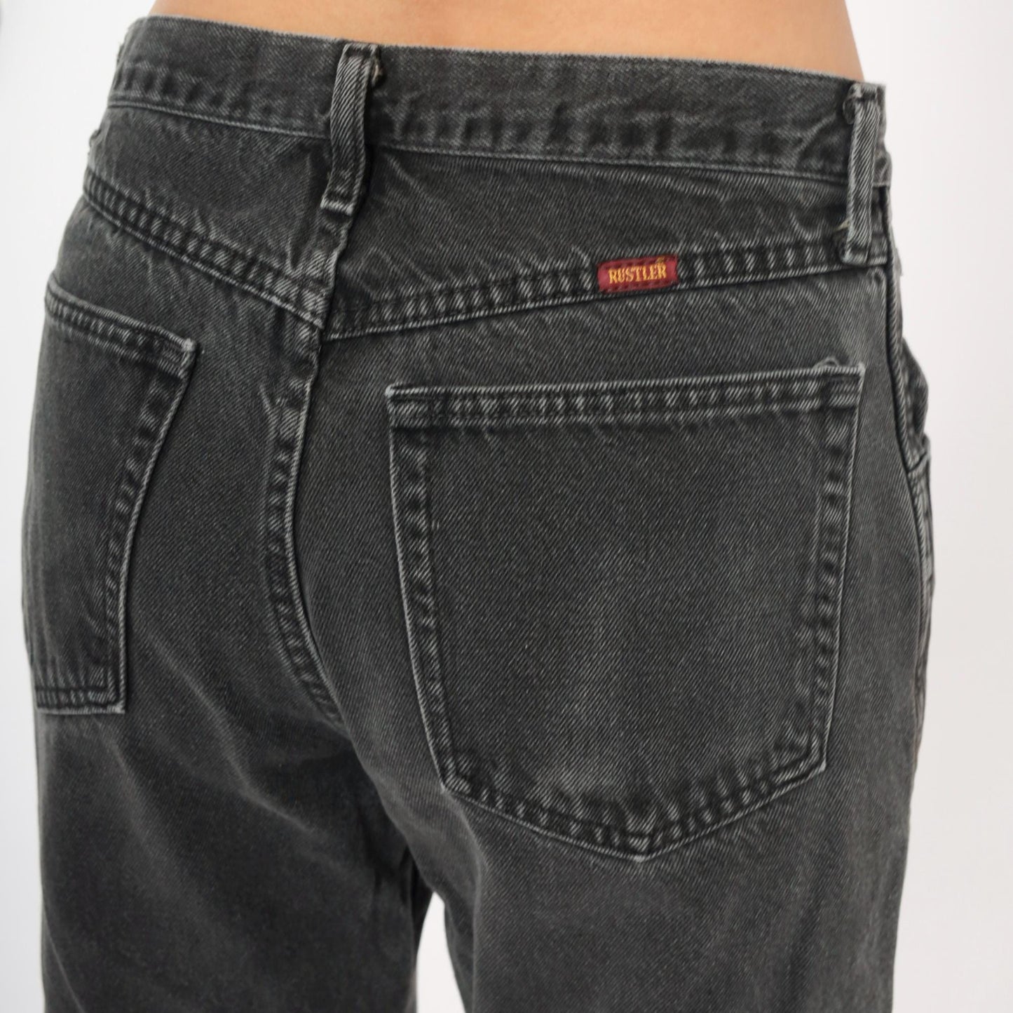 90s Rustler High-Waist Straight Leg Jeans Faded Black Denim Medium
