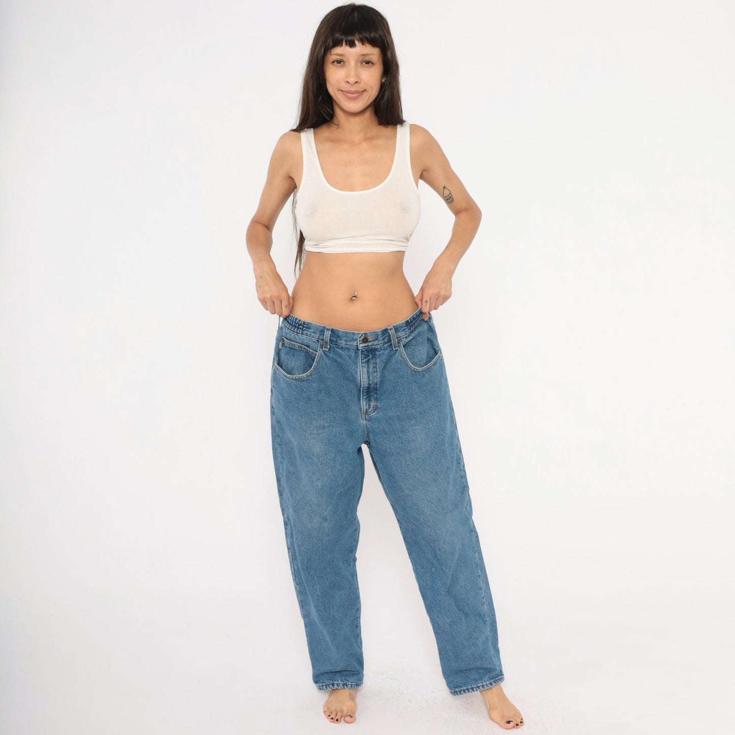 90s L.L.Bean Stonewash Denim Jeans Straight Leg Relaxed Fit Blue 36x29