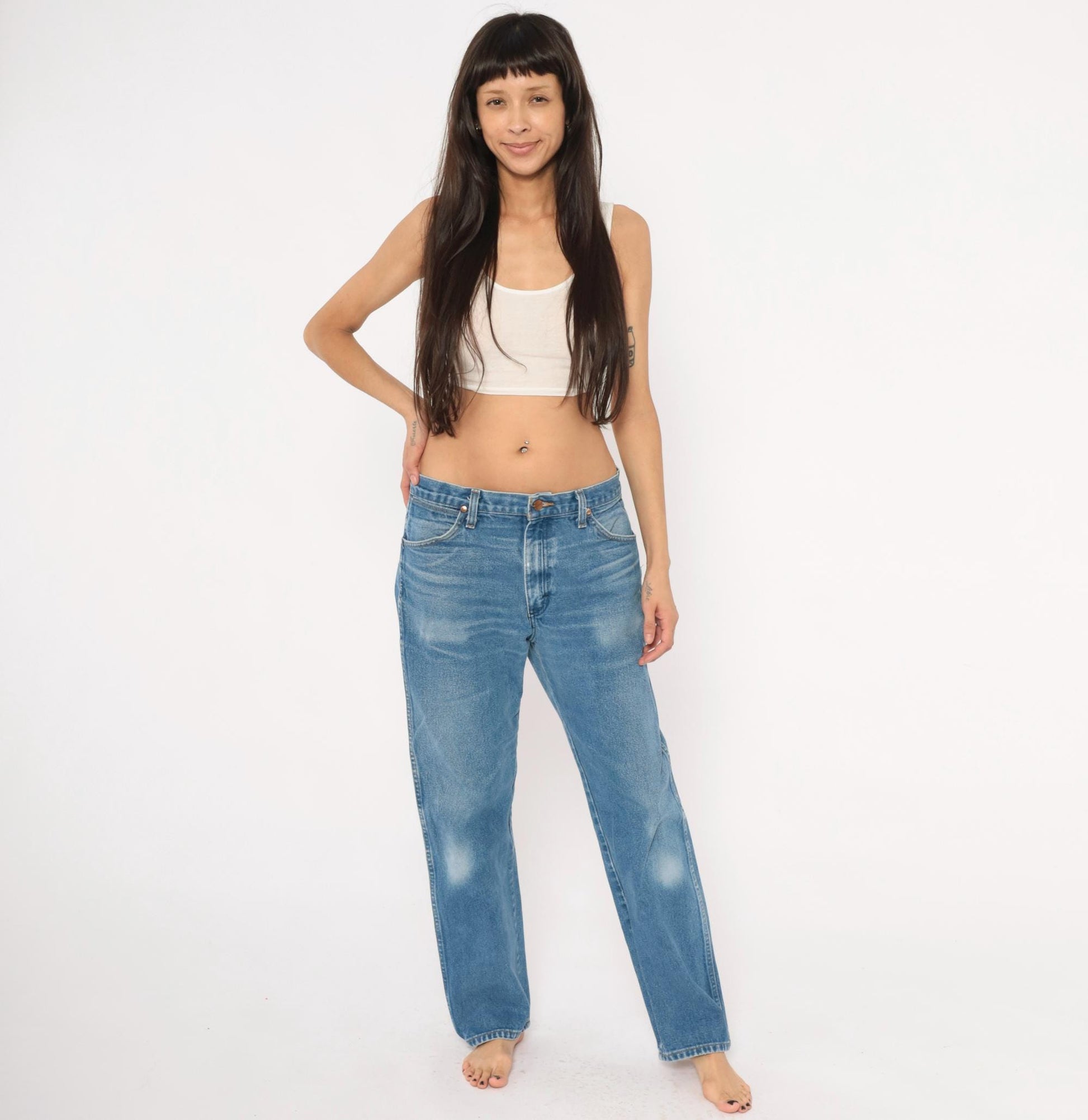 90s Wrangler Cowboy Cut Straight Leg Jeans Medium Wash Cotton 34x31