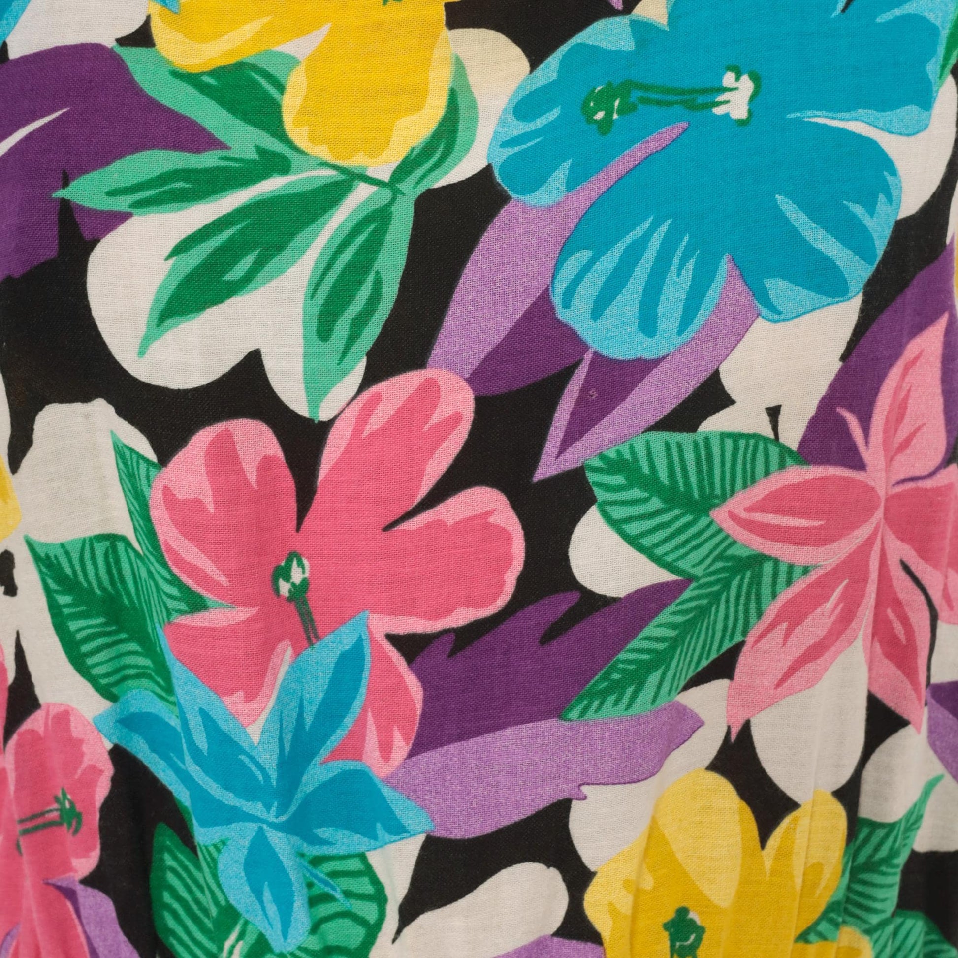 90s Tumbleweeds Tropical Hibiscus Midi Sundress Cotton Scoop Neck Large L