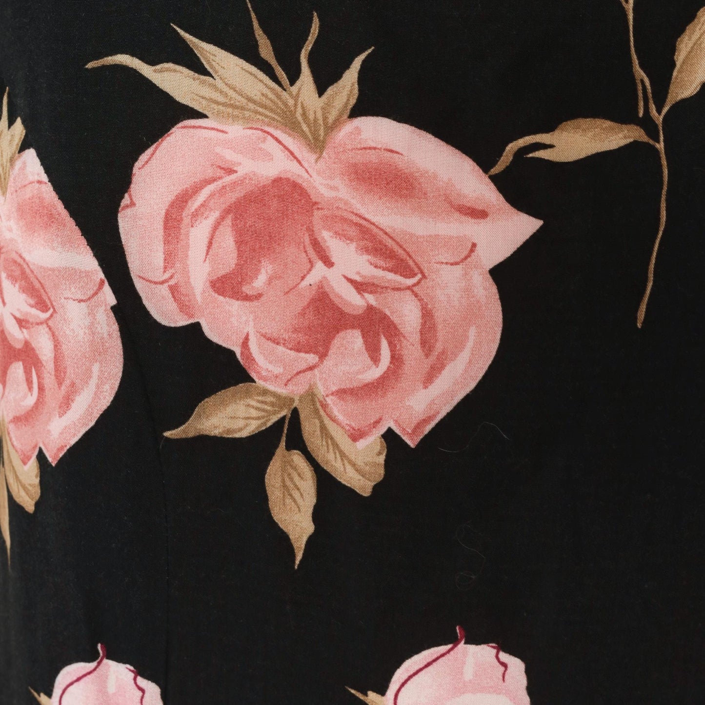 90s Jodi Michaels Rose Print Maxi Dress Black Pink Sleeveless Large L