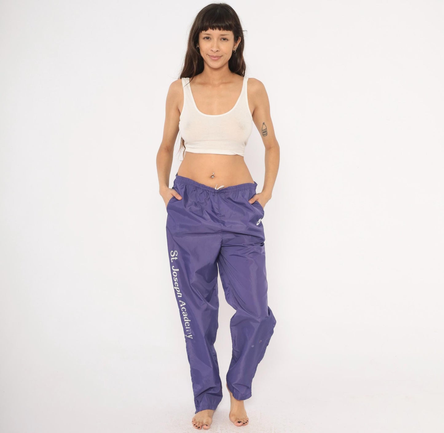 90s Nike Purple Nylon Windbreaker Pants Straight Leg Large L